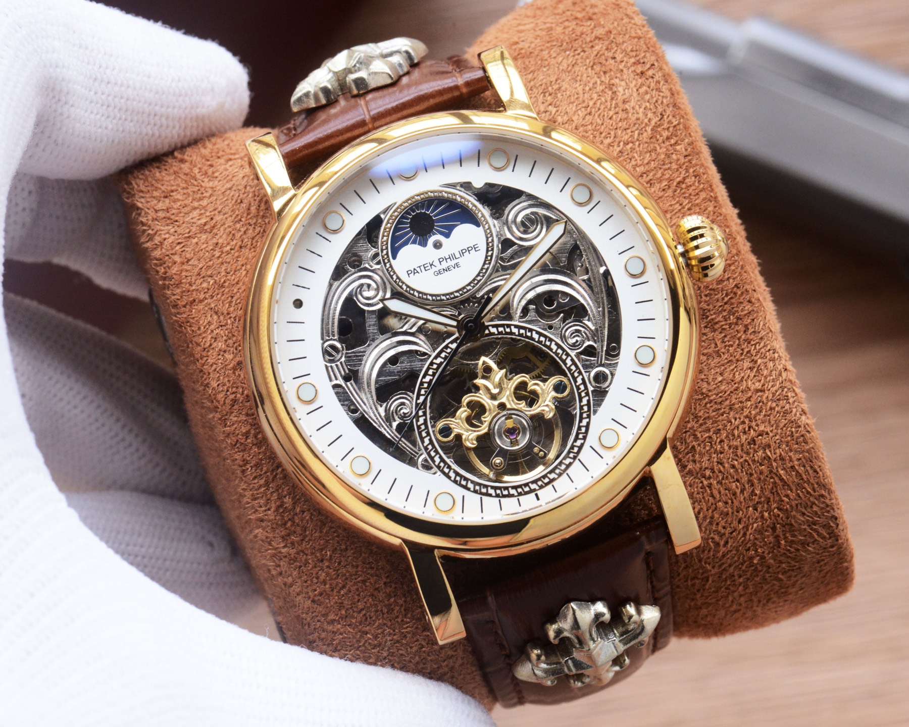 Cheap Patek Philippe high-quality open-work mechanical wristwatch in 212491, $350 USD- [IB212491] - Replica Patek Philippe AAA Diamond Watches