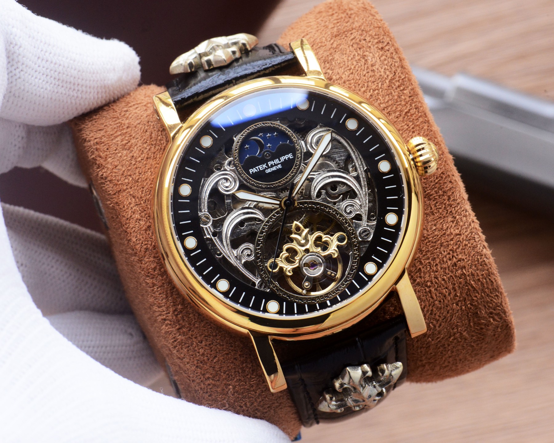 Cheap Patek Philippe high-quality open-work mechanical wristwatch in 212492, $350 USD- [IB212492] - Replica Patek Philippe AAA Diamond Watches