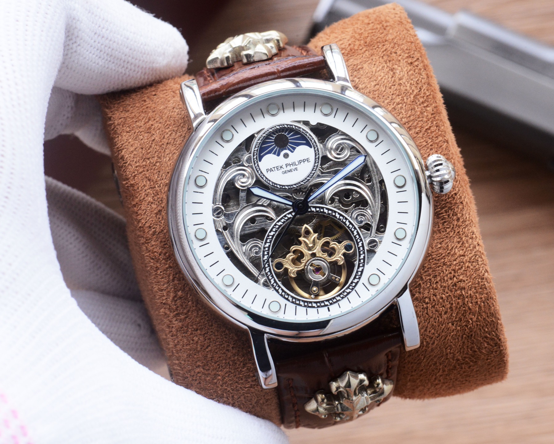 Cheap Patek Philippe high-quality open-work mechanical wristwatch in 212493, $350 USD- [IB212493] - Replica Patek Philippe AAA Diamond Watches