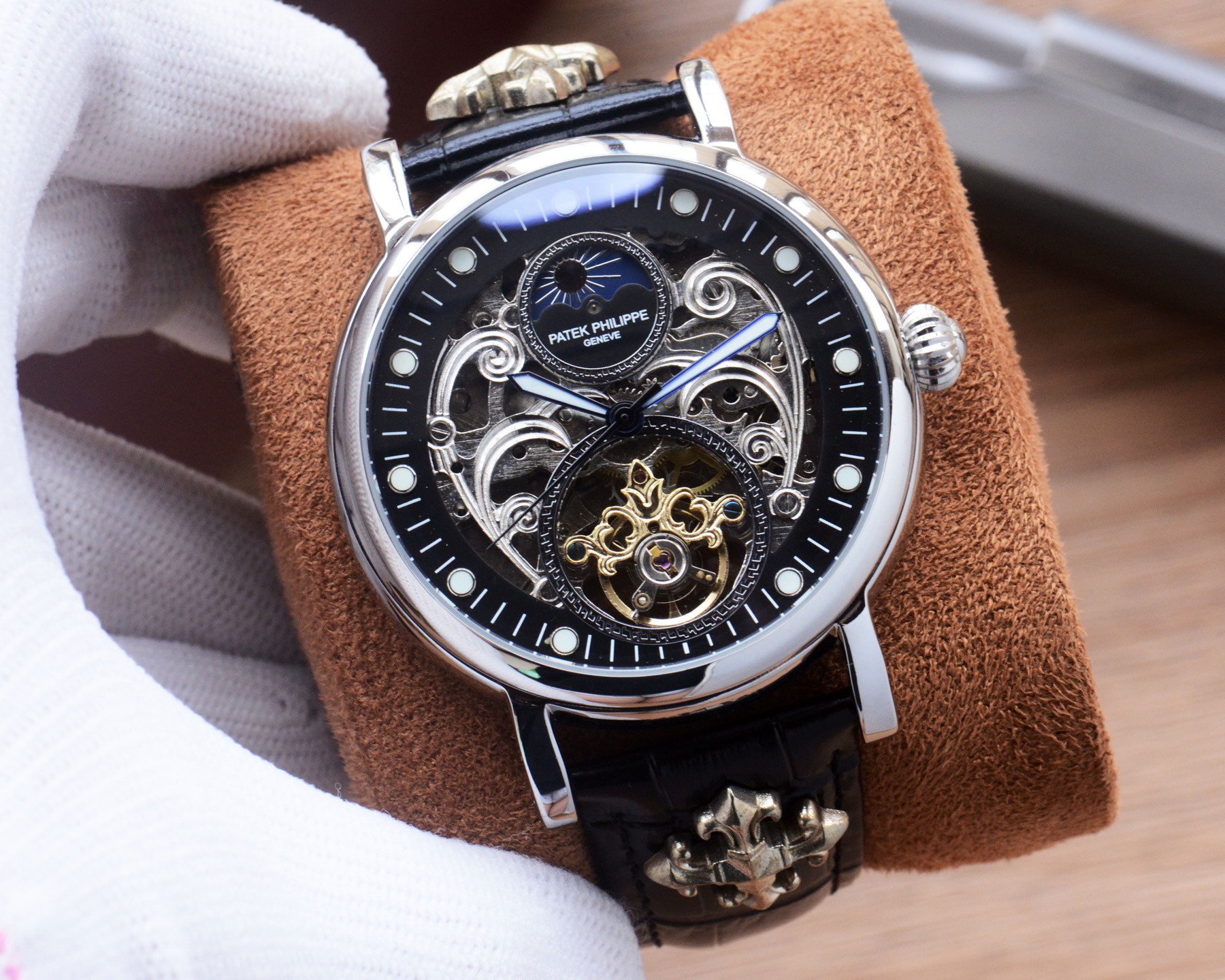 Cheap Patek Philippe high-quality open-work mechanical wristwatch in 212494, $350 USD- [IB212494] - Replica Patek Philippe AAA Diamond Watches