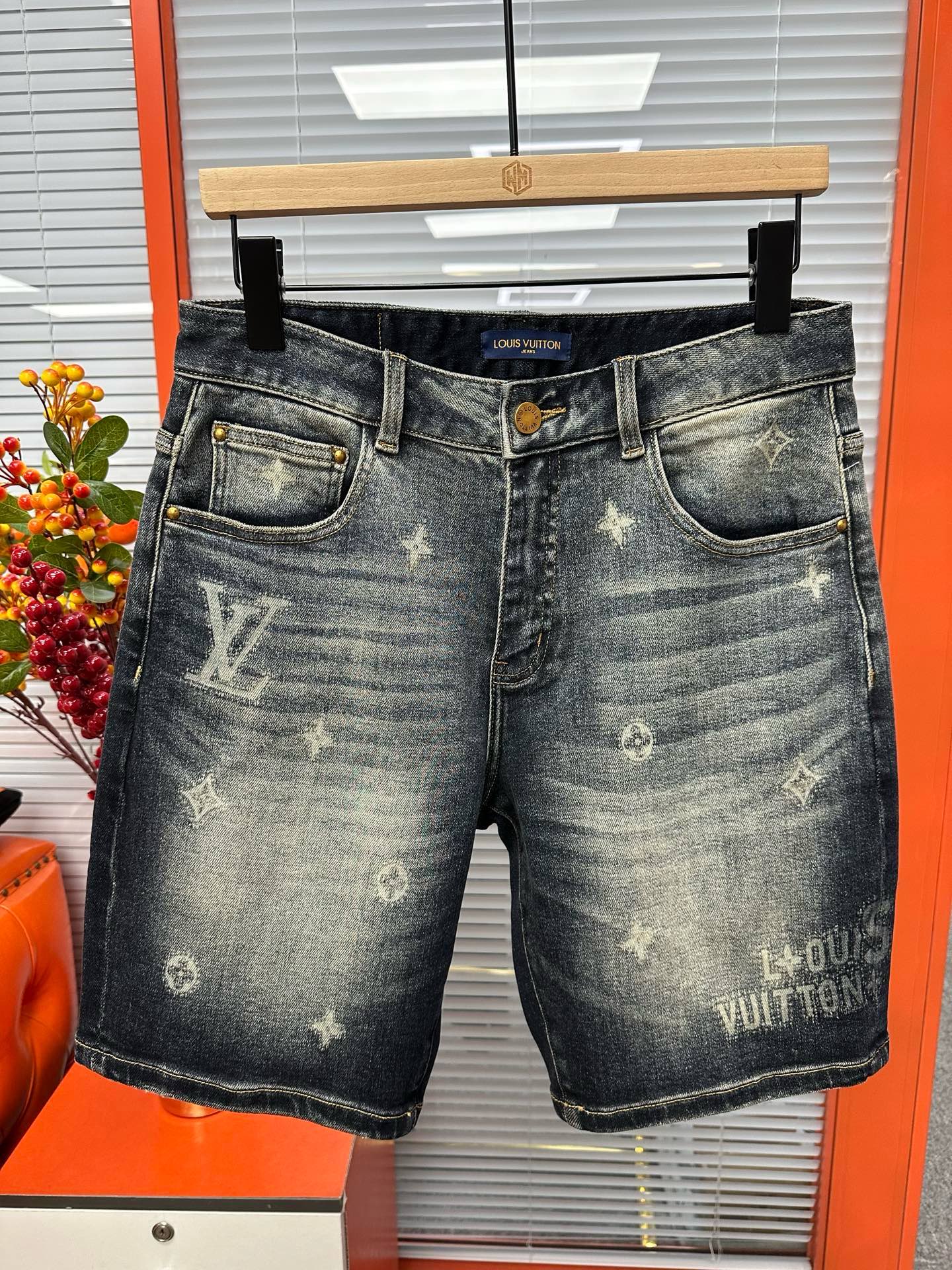 Cheap Louis Vuitton Jeans for Men in 212887, $75 USD- [IB212887] - Replica Louis Vuitton Short Jeans For Men