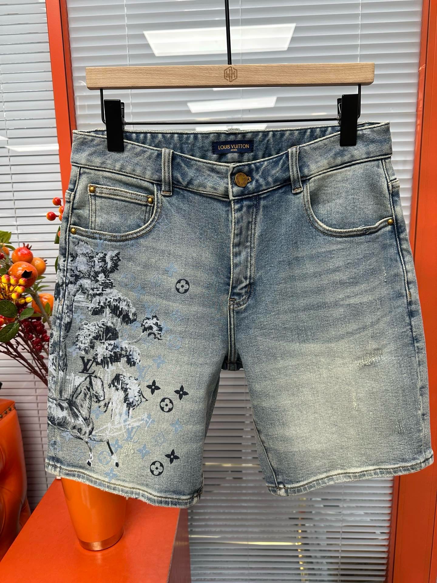 Cheap Louis Vuitton Jeans for Men in 212891, $75 USD- [IB212891] - Replica Louis Vuitton Short Jeans For Men
