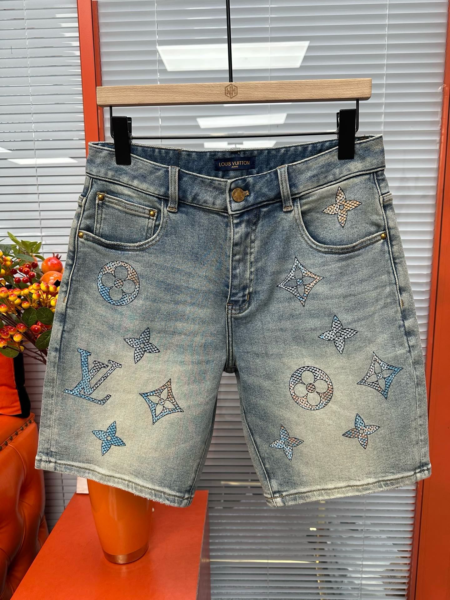 Cheap Louis Vuitton Jeans for Men in 212893, $75 USD- [IB212893] - Replica Louis Vuitton Short Jeans For Men
