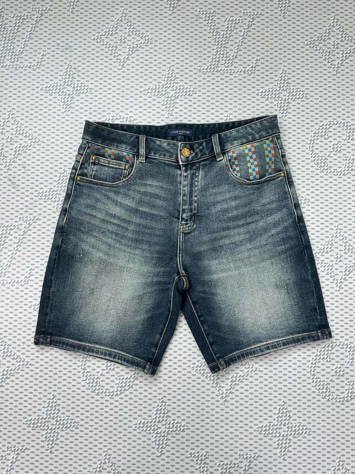 Cheap Louis Vuitton Jeans for Men in 212901, $75 USD- [IB212901] - Replica Louis Vuitton Short Jeans For Men