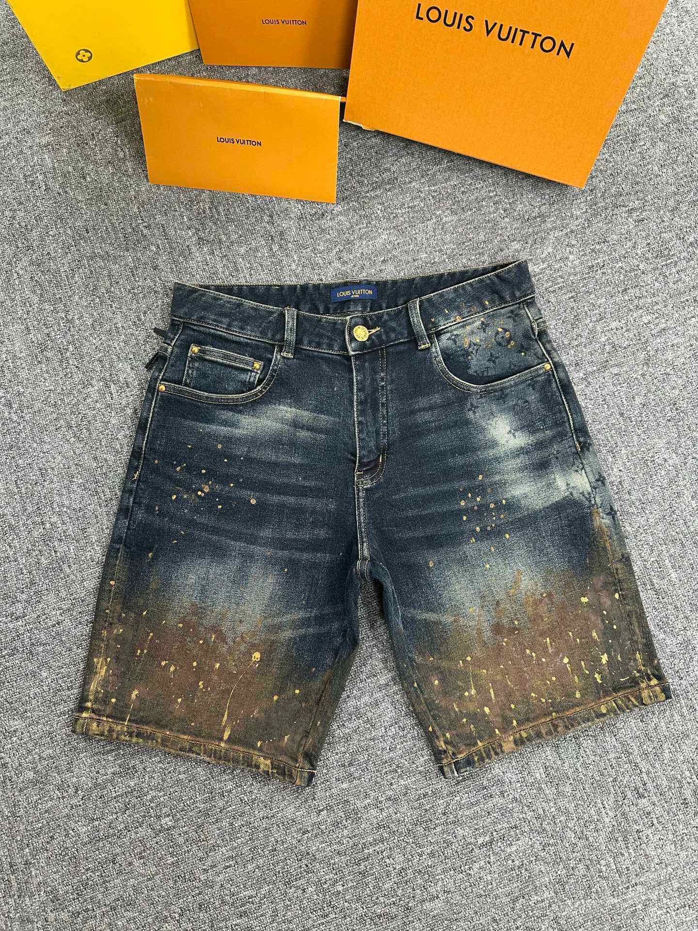 Cheap Louis Vuitton Jeans for Men in 212902, $75 USD- [IB212902] - Replica Louis Vuitton Short Jeans For Men