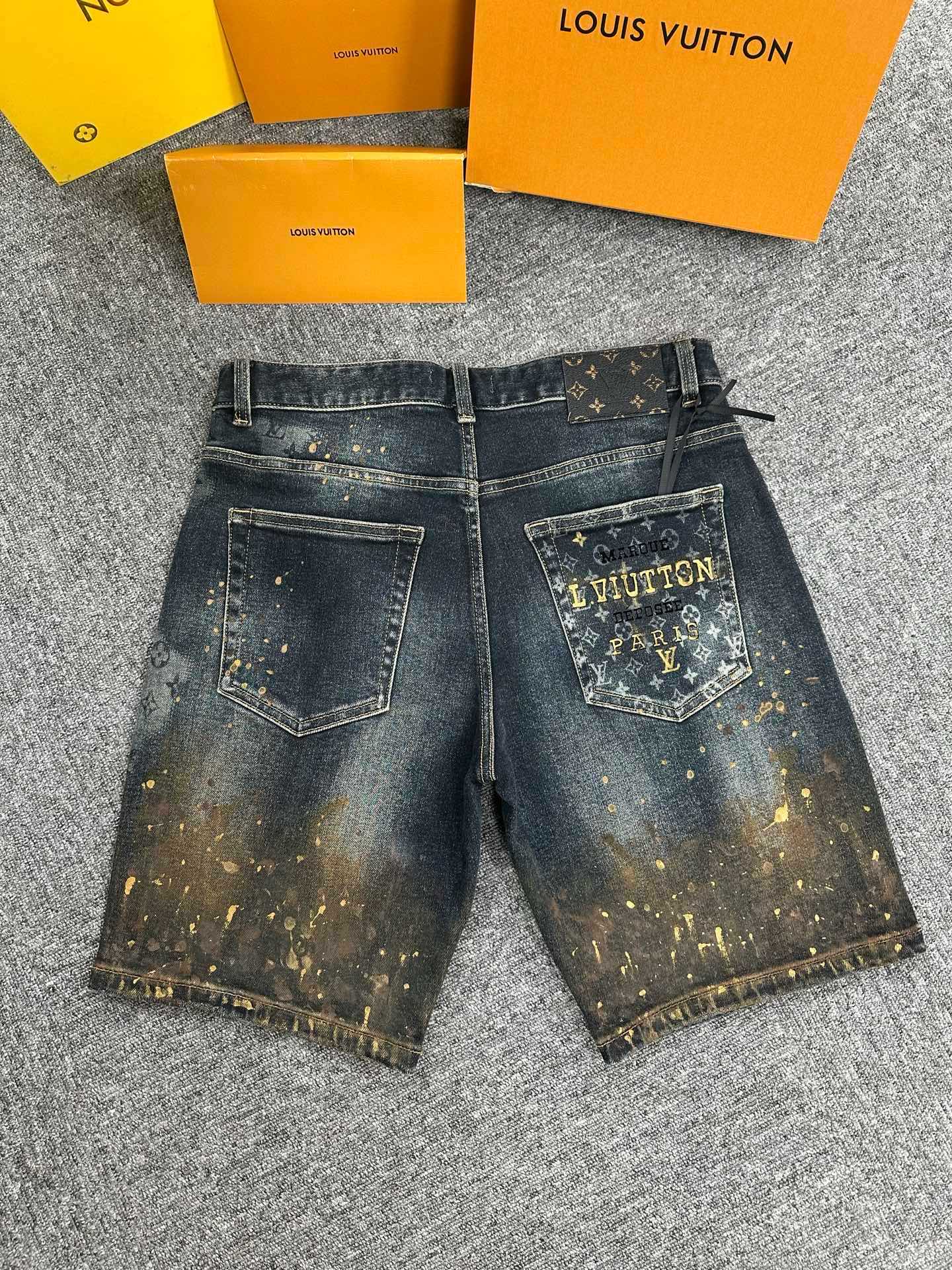 Cheap Louis Vuitton Jeans for Men in 212902, $75 USD- [IB212902] - Replica Louis Vuitton Short Jeans For Men