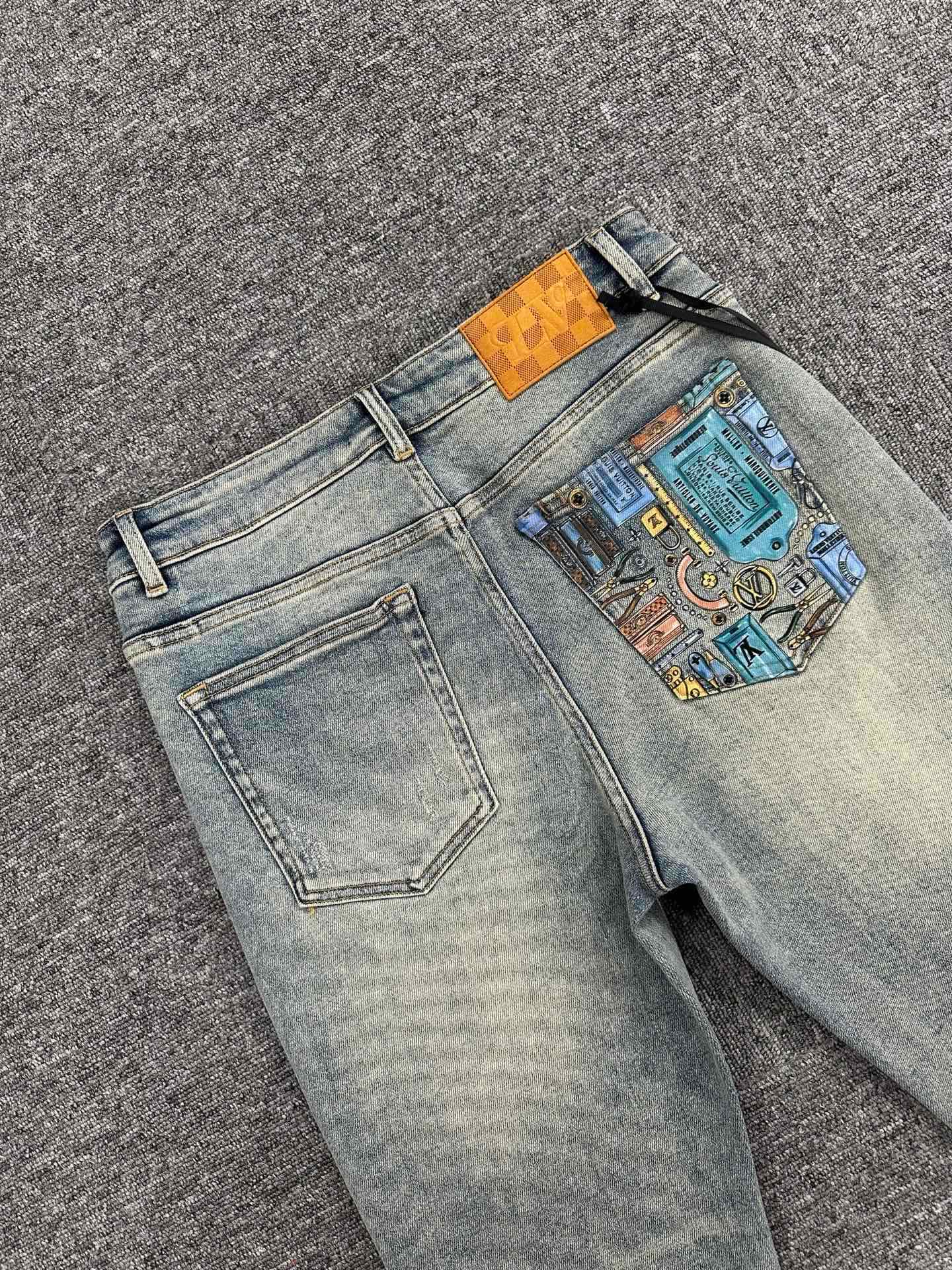 Cheap Louis Vuitton Jeans for Men in 212915, $95 USD- [IB212915] - Replica Louis Vuitton Jeans for Men