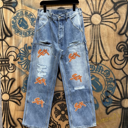 Cheap Chrome Hearts Jeans in 216437, $80 USD- [IB216437] - Replica Chrome Hearts Jeans