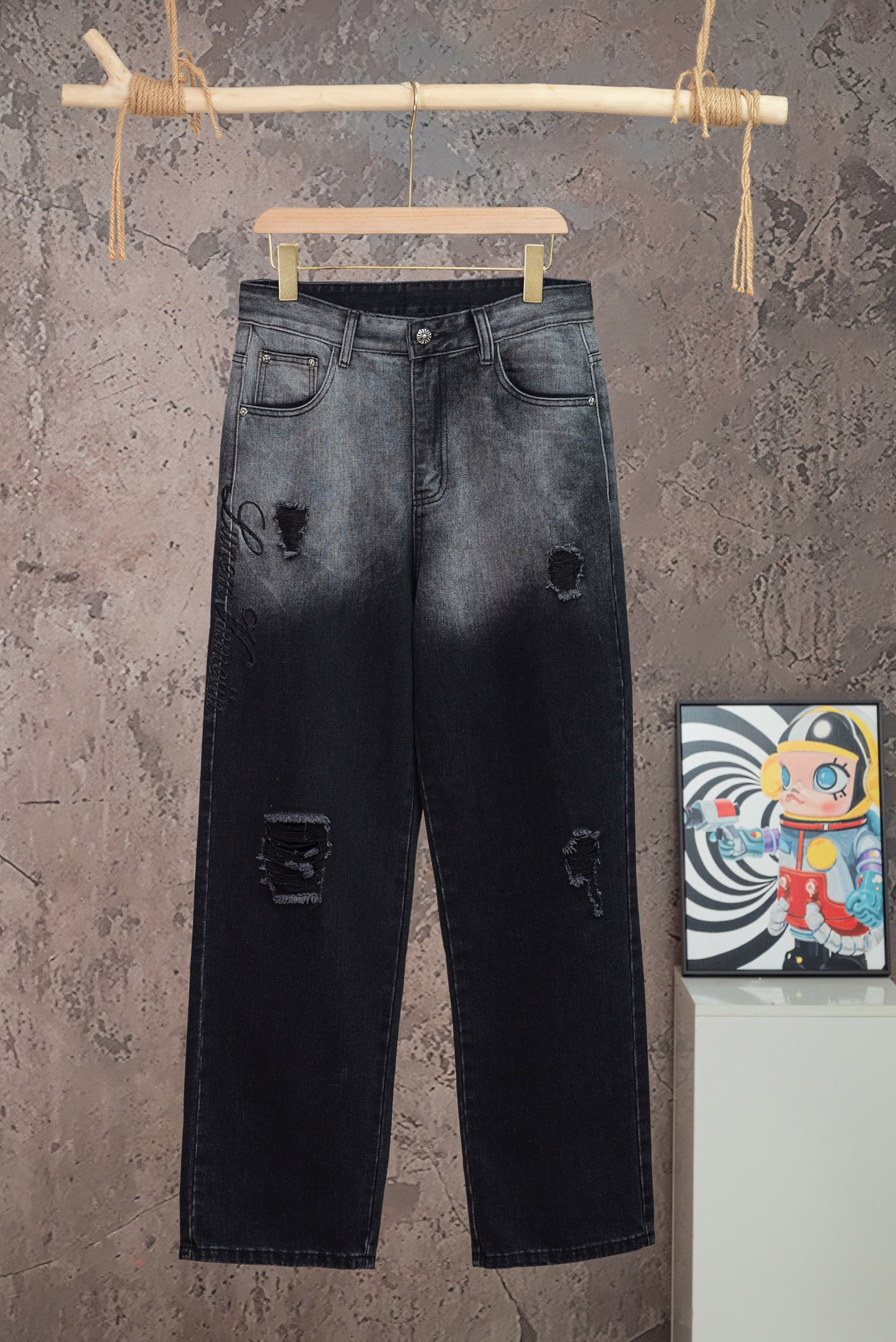 Cheap Chrome Hearts Jeans in 215591, $60 USD- [IB215591] - Replica Chrome Hearts Jeans