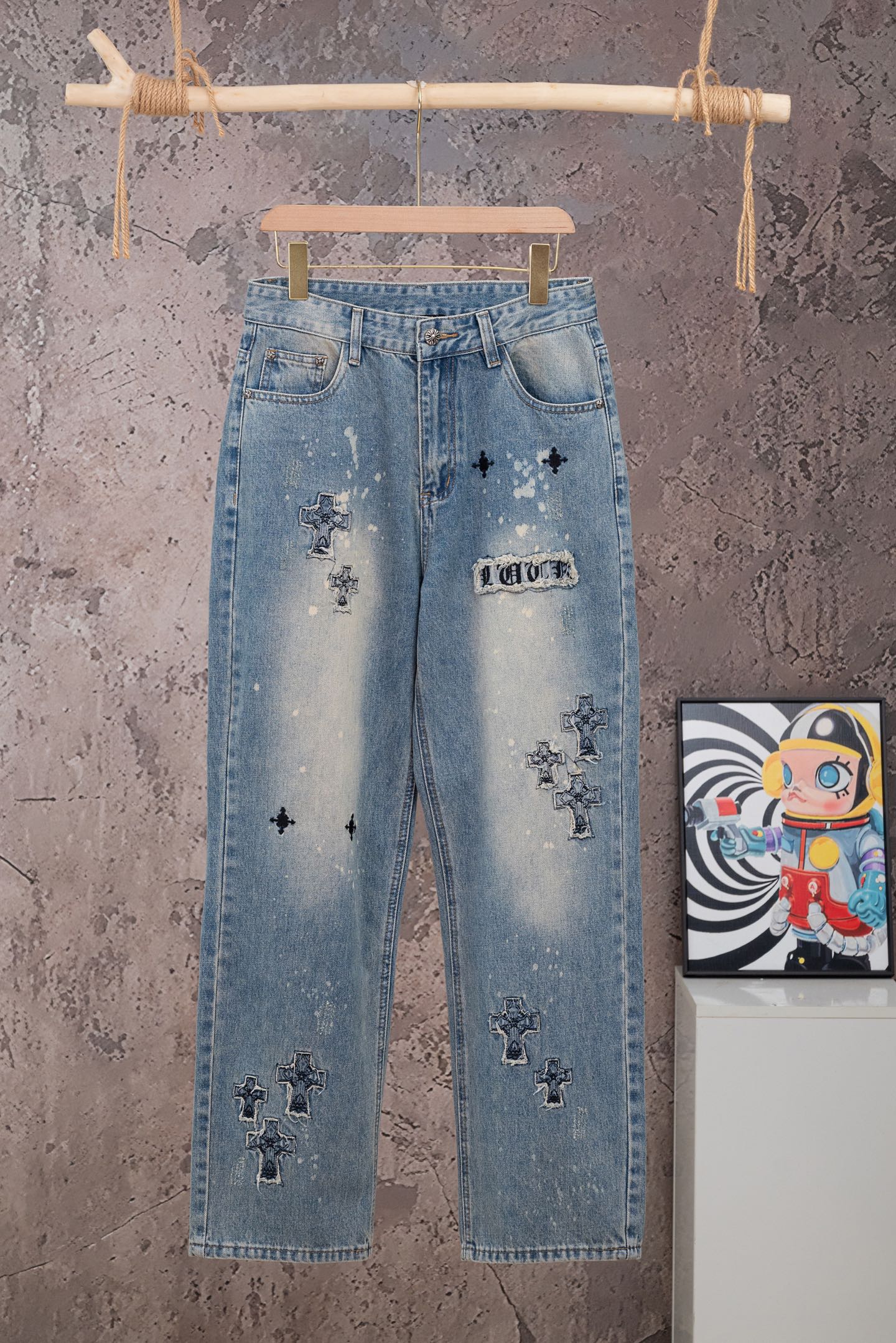 Cheap Chrome Hearts Jeans in 215592, $60 USD- [IB215592] - Replica Chrome Hearts Jeans