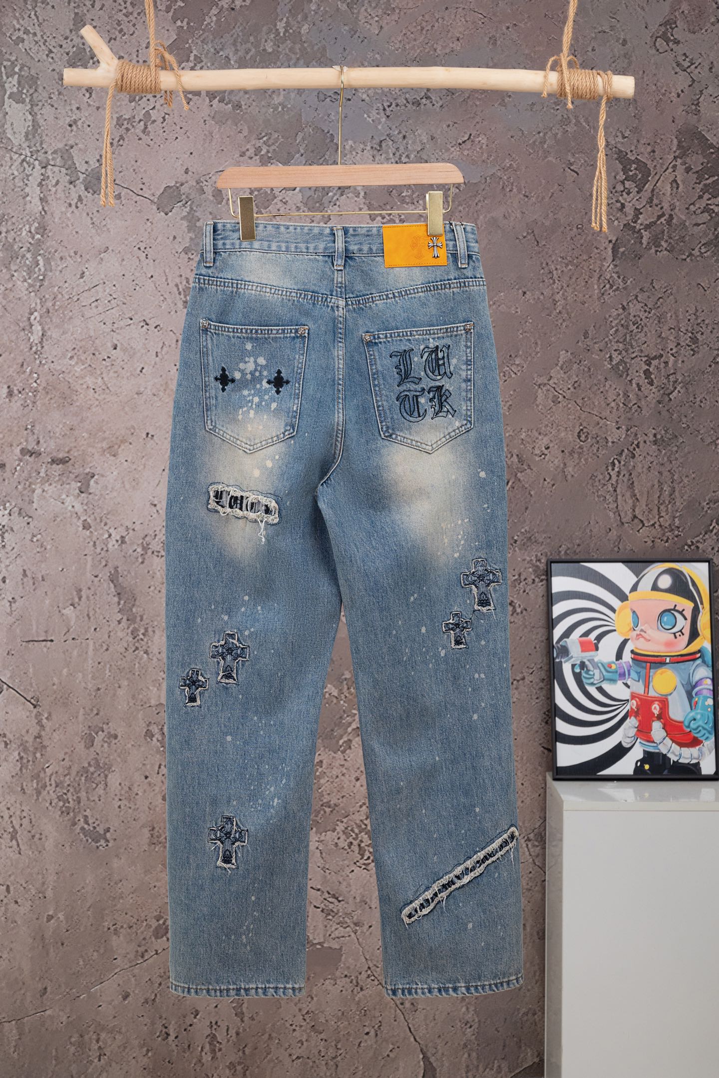 Cheap Chrome Hearts Jeans in 215592, $60 USD- [IB215592] - Replica Chrome Hearts Jeans