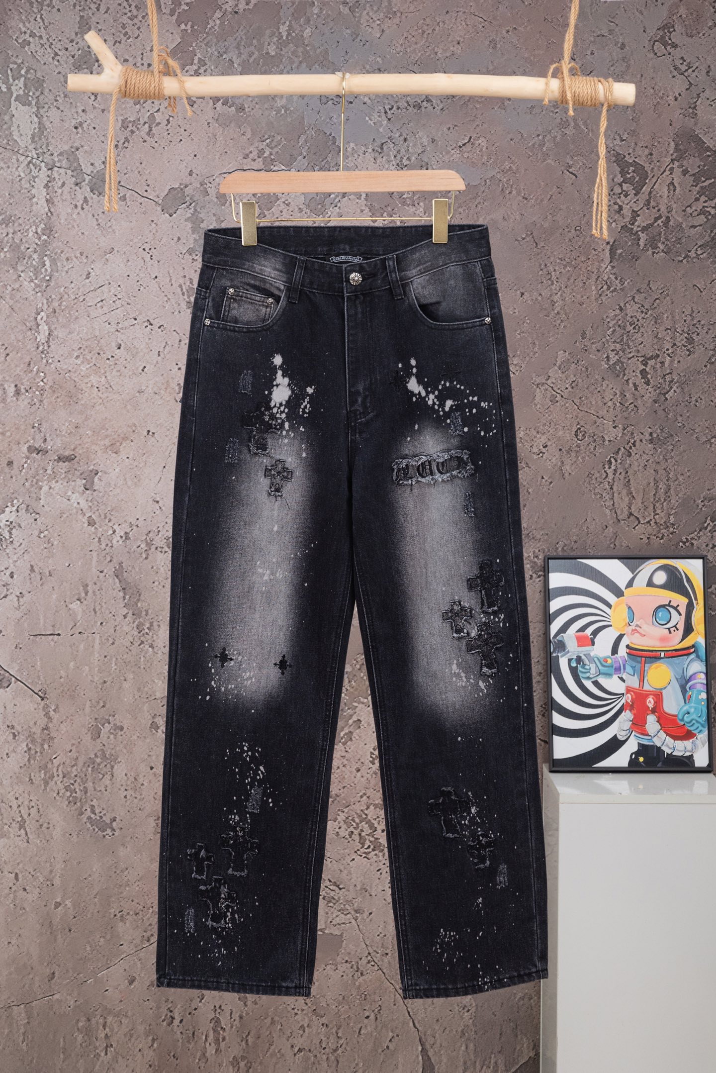 Cheap Chrome Hearts Jeans in 215593, $60 USD- [IB215593] - Replica Chrome Hearts Jeans