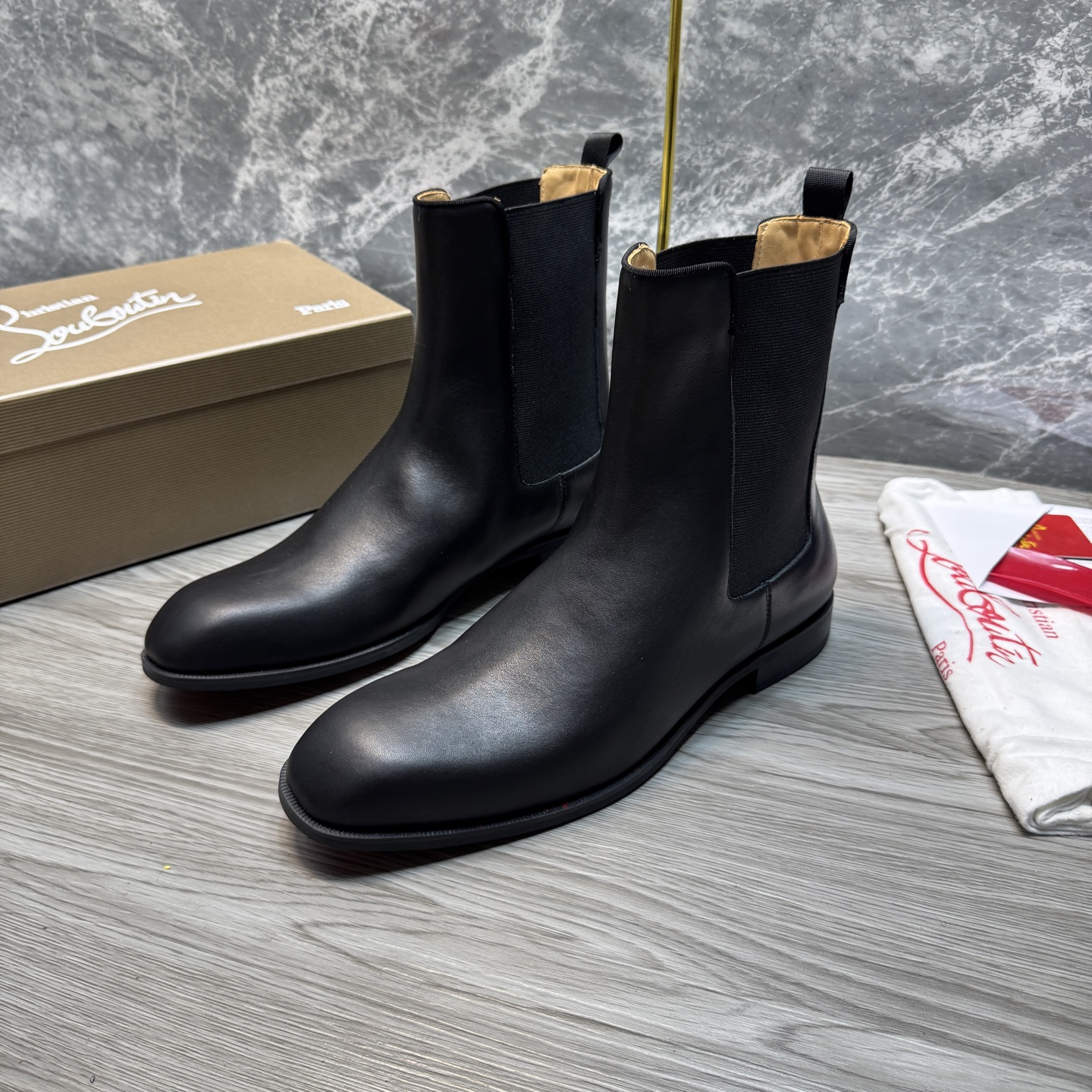 Cheap New Arrivals Christian Louboutin Boots For Men CL Chelsea in 215888, $160 USD- [IB215888] - Replica Christian Louboutin Sneakers For Men
