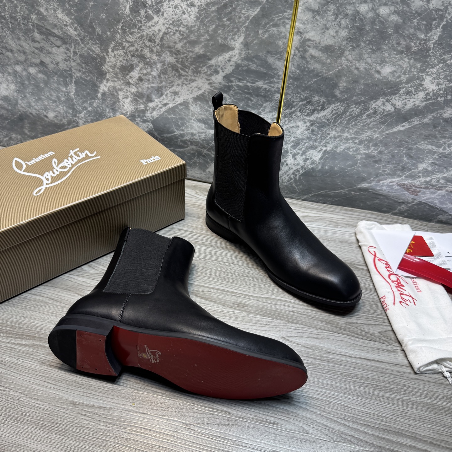 Cheap New Arrivals Christian Louboutin Boots For Men CL Chelsea in 215888, $160 USD- [IB215888] - Replica Christian Louboutin Sneakers For Men