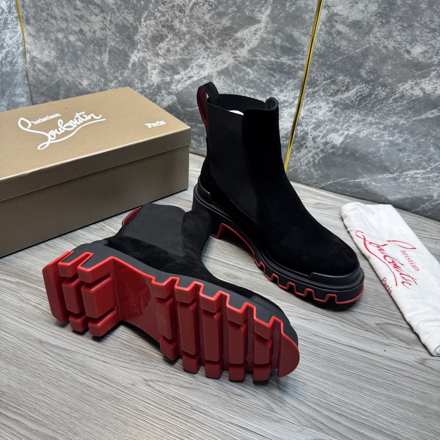 Cheap New Arrivals Christian Louboutin Boots For Men in 215890, $150 USD- [IB215890] - Replica Christian Louboutin Sneakers For Men