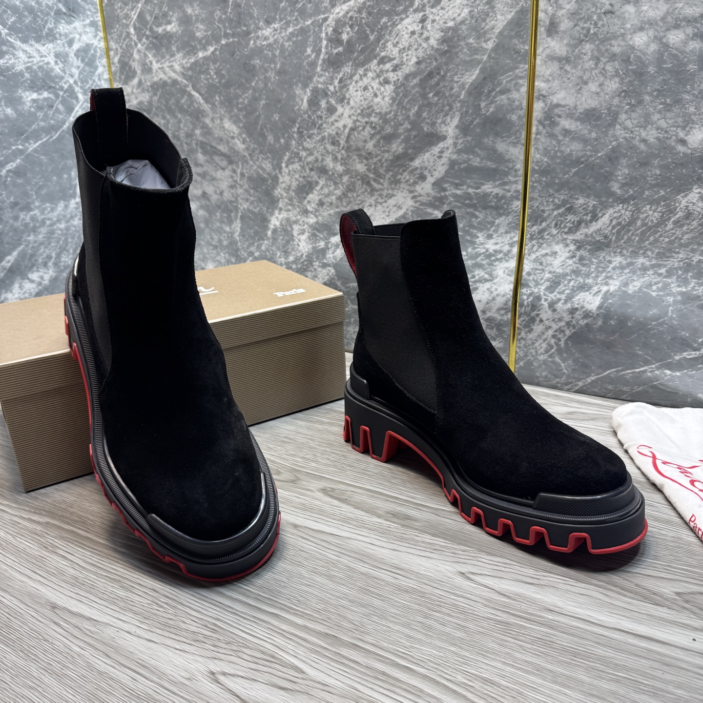 Cheap New Arrivals Christian Louboutin Boots For Men in 215890, $150 USD- [IB215890] - Replica Christian Louboutin Sneakers For Men