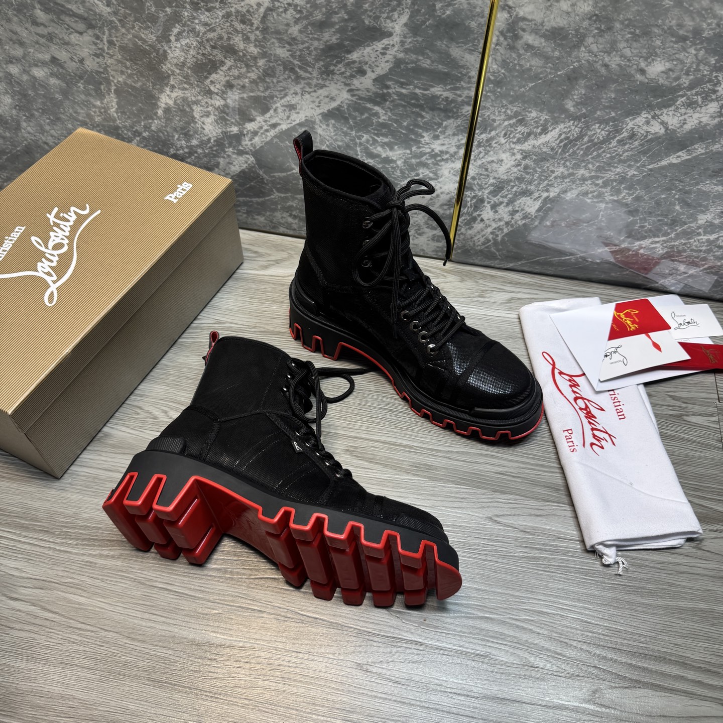 Cheap New Arrivals Christian Louboutin Boots For Men in 215891, $150 USD- [IB215891] - Replica Christian Louboutin Sneakers For Men