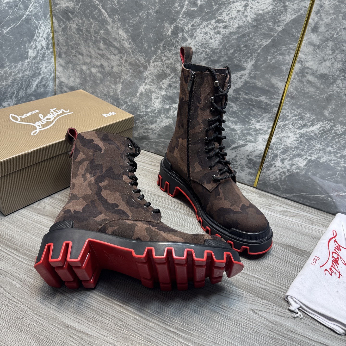 Cheap New Arrivals Christian Louboutin Boots For Men in 215892, $155 USD- [IB215892] - Replica Christian Louboutin Sneakers For Men