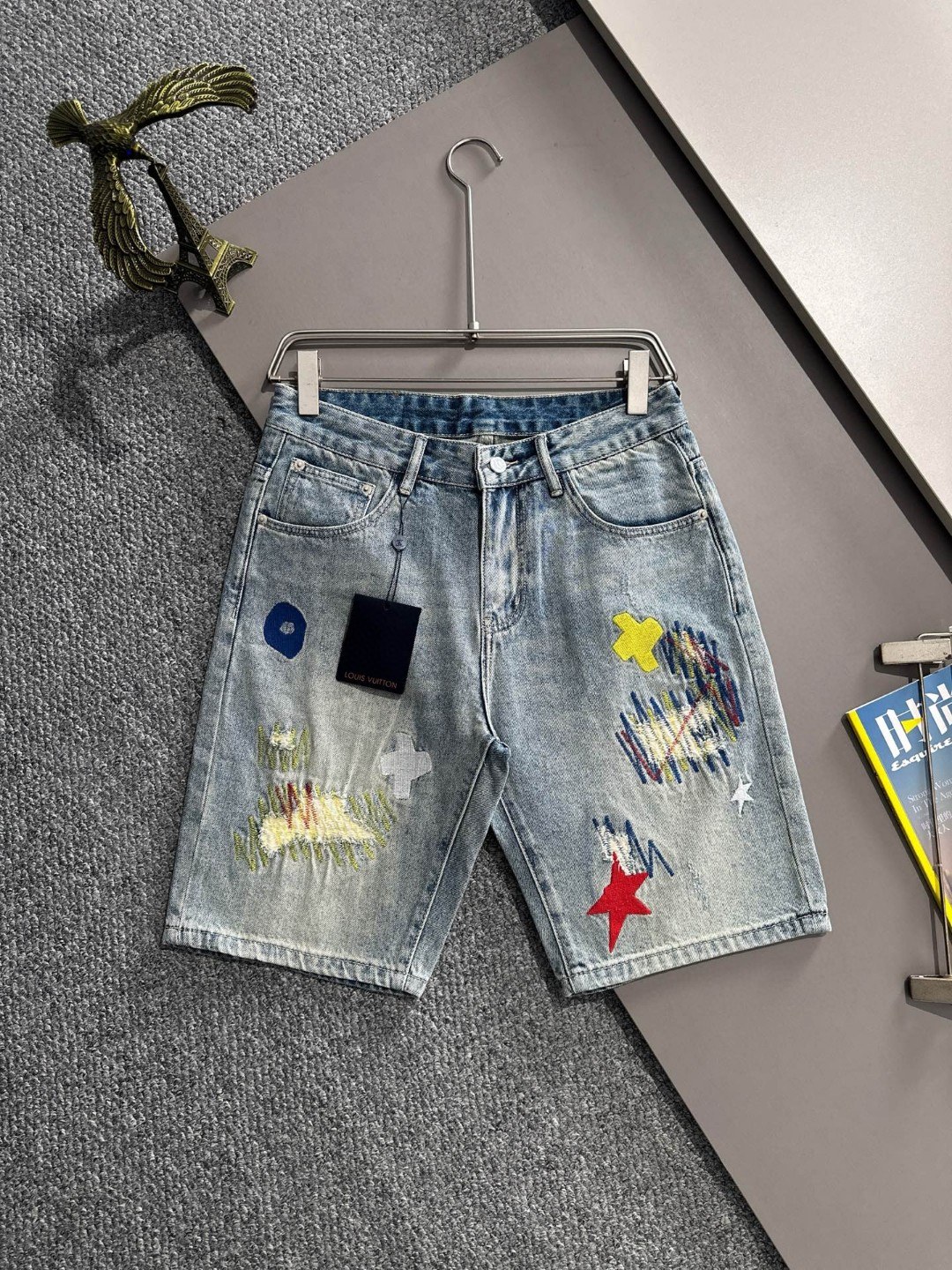 Cheap Louis Vuitton Short Jeans For Men in 216228, $55 USD- [IB216228] - Replica Louis Vuitton Short Jeans For Men