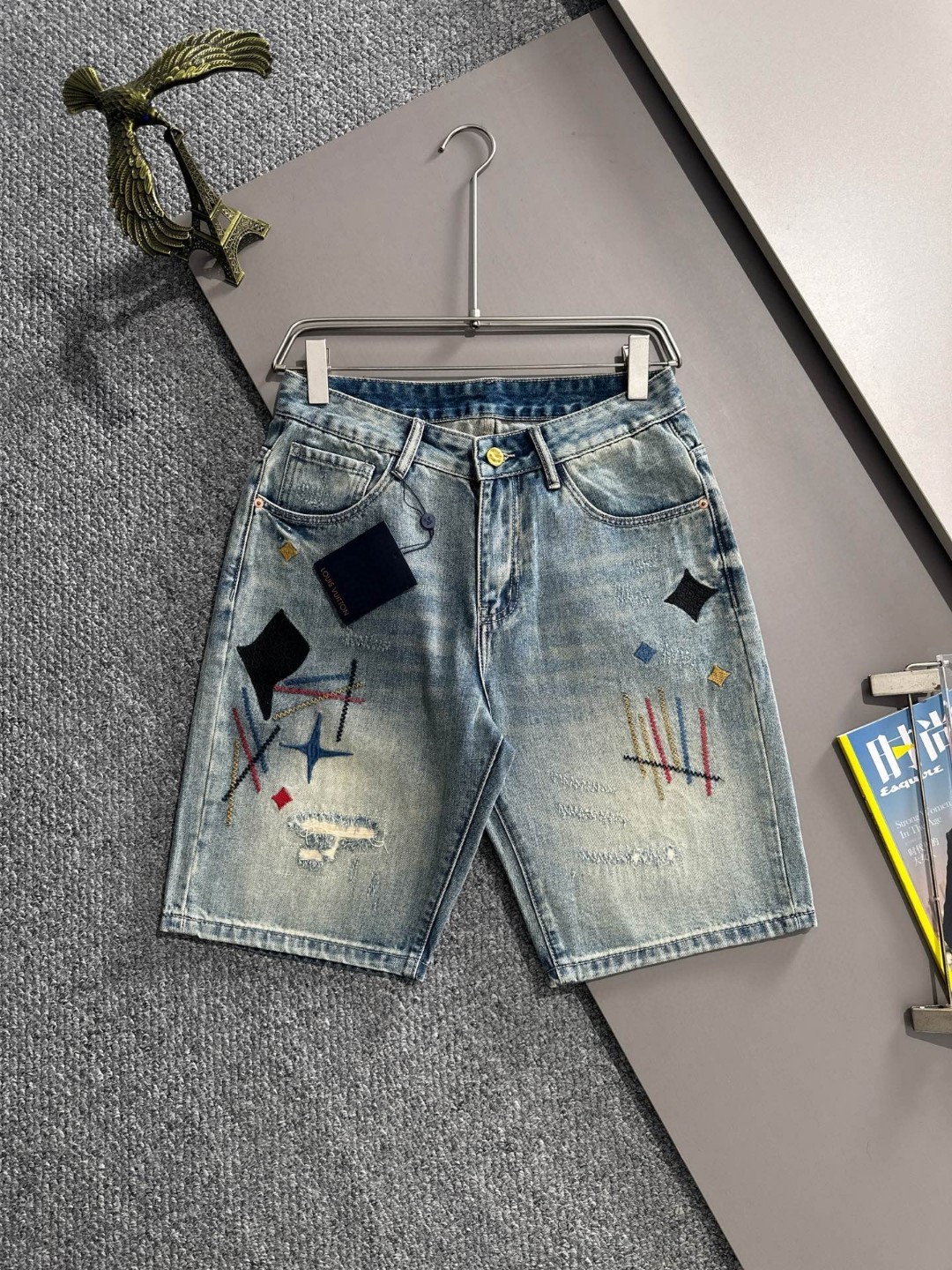 Cheap Louis Vuitton Short Jeans For Men in 216234, $55 USD- [IB216234] - Replica Louis Vuitton Short Jeans For Men