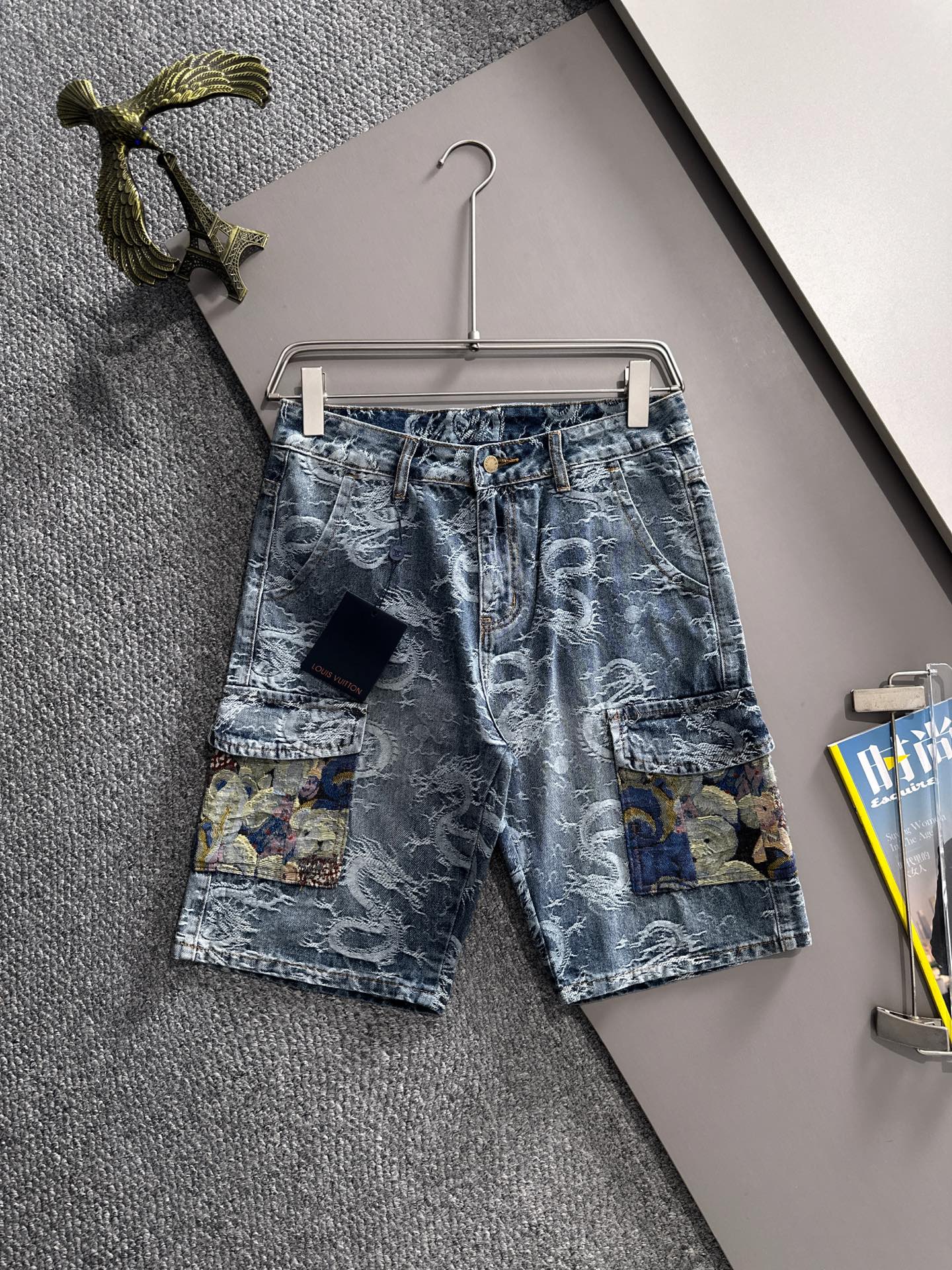 Cheap Louis Vuitton Short Jeans For Men in 216235, $55 USD- [IB216235] - Replica Louis Vuitton Short Jeans For Men