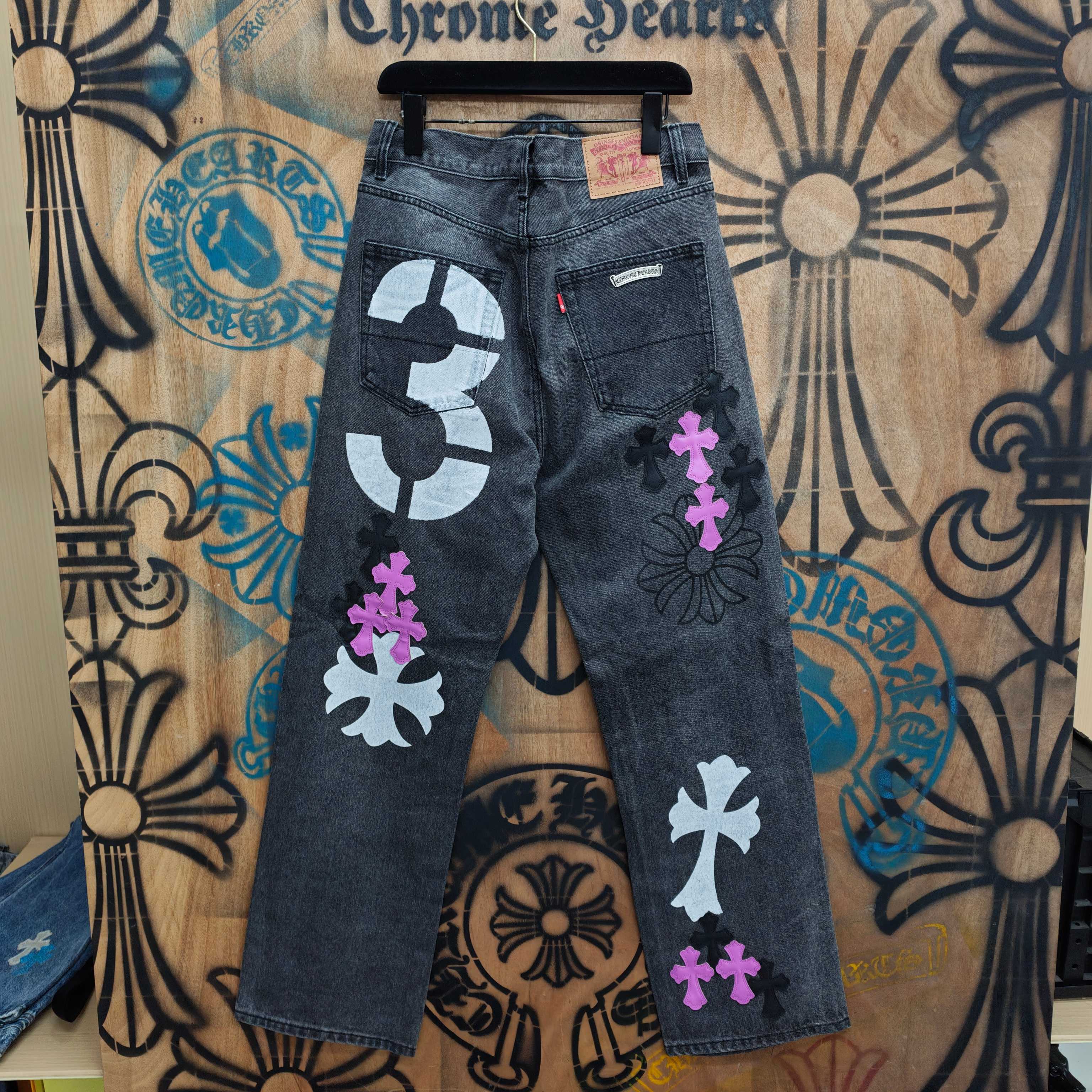 Cheap Chrome Hearts Jeans in 216293, $80 USD- [IB216293] - Replica Chrome Hearts Jeans
