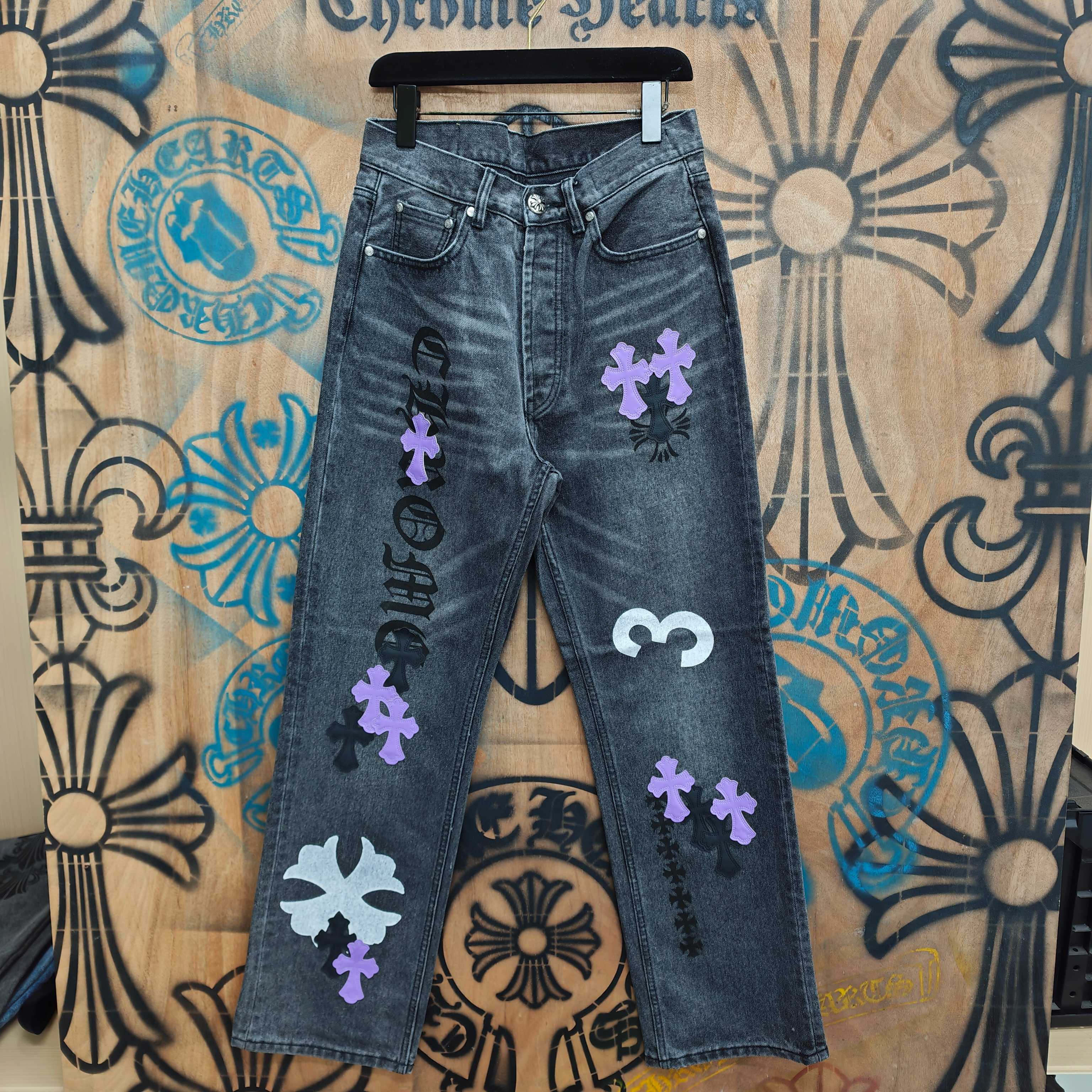 Cheap Chrome Hearts Jeans in 216294, $80 USD- [IB216294] - Replica Chrome Hearts Jeans