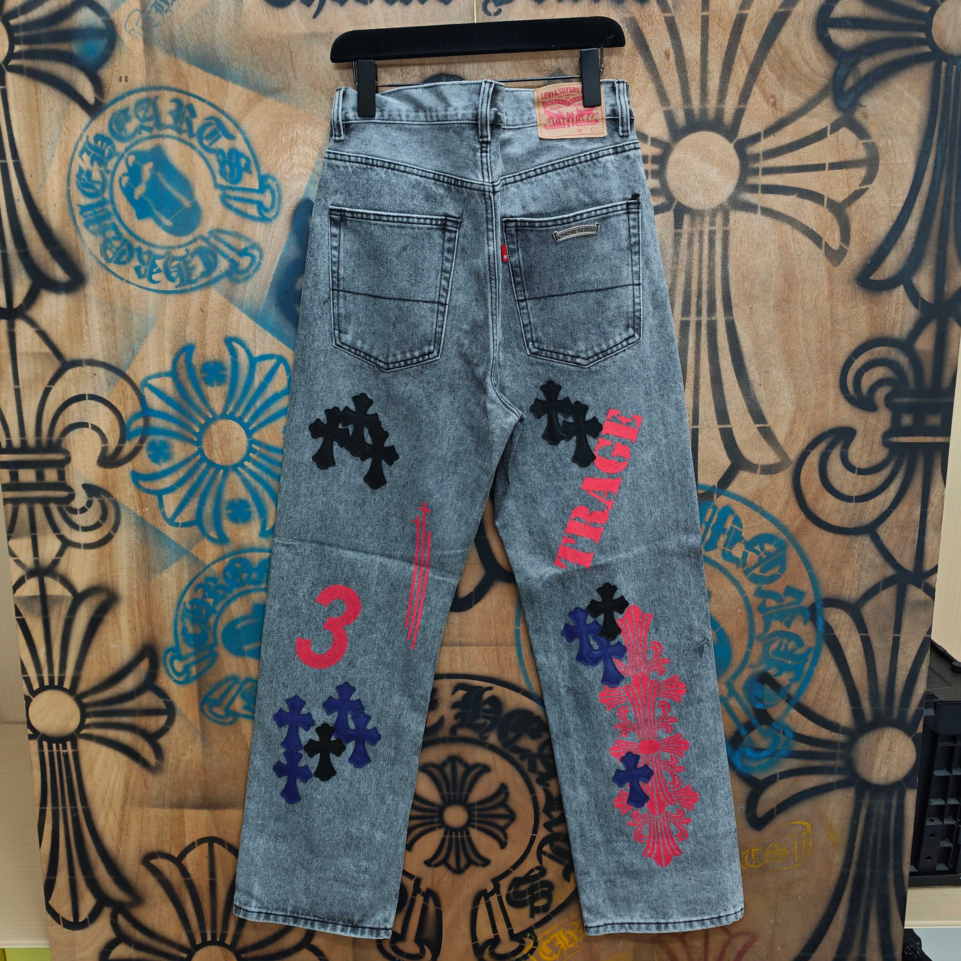Cheap Chrome Hearts Jeans in 216295, $80 USD- [IB216295] - Replica Chrome Hearts Jeans