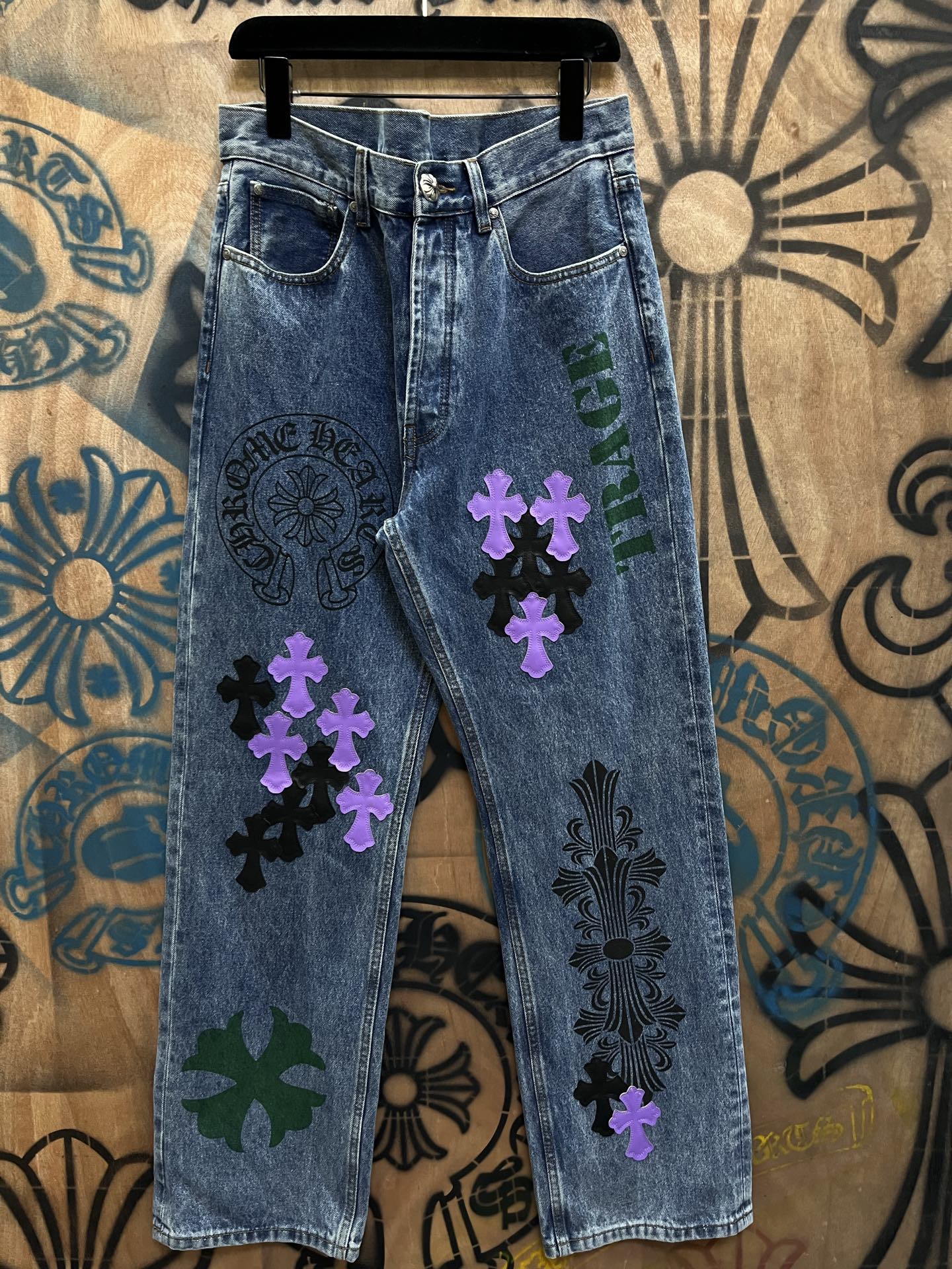 Cheap Chrome Hearts Jeans in 216315, $80 USD- [IB216315] - Replica Chrome Hearts Jeans