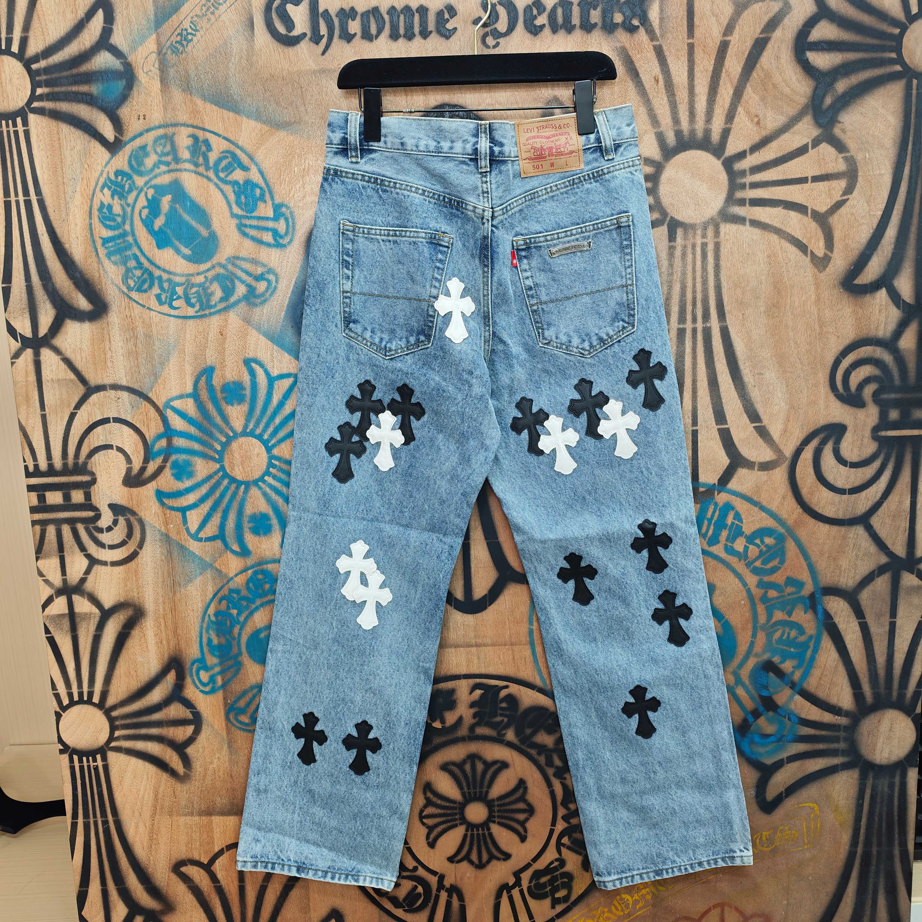 Cheap Chrome Hearts Jeans in 216329, $80 USD- [IB216329] - Replica Chrome Hearts Jeans