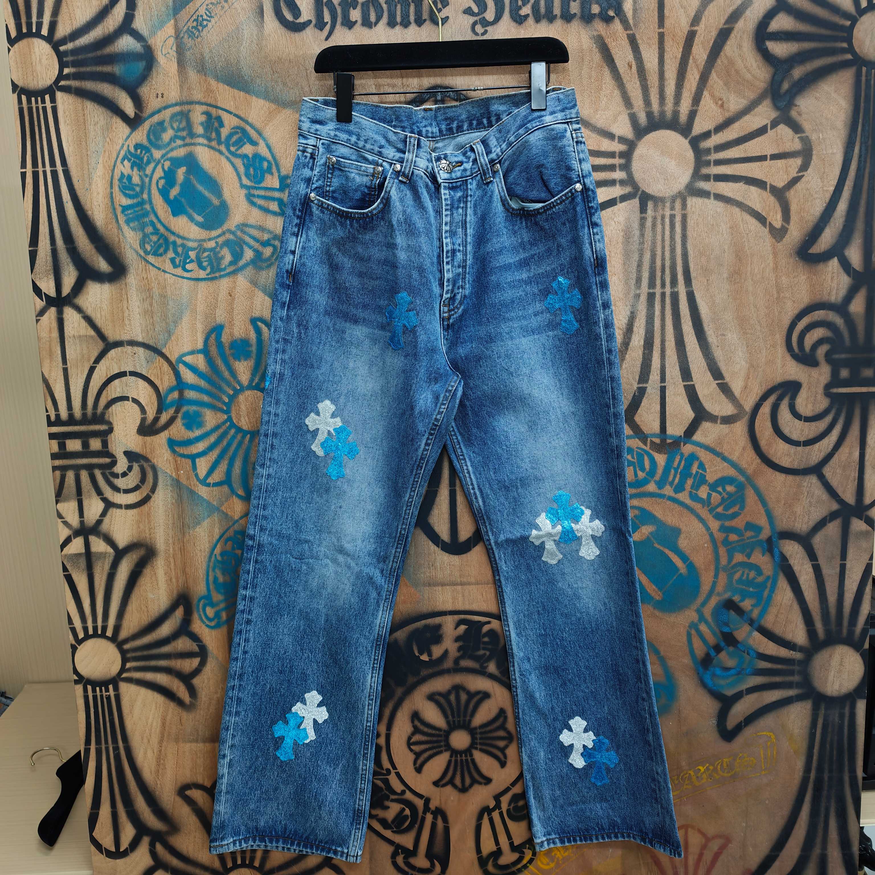 Cheap Chrome Hearts Jeans in 216332, $80 USD- [IB216332] - Replica Chrome Hearts Jeans