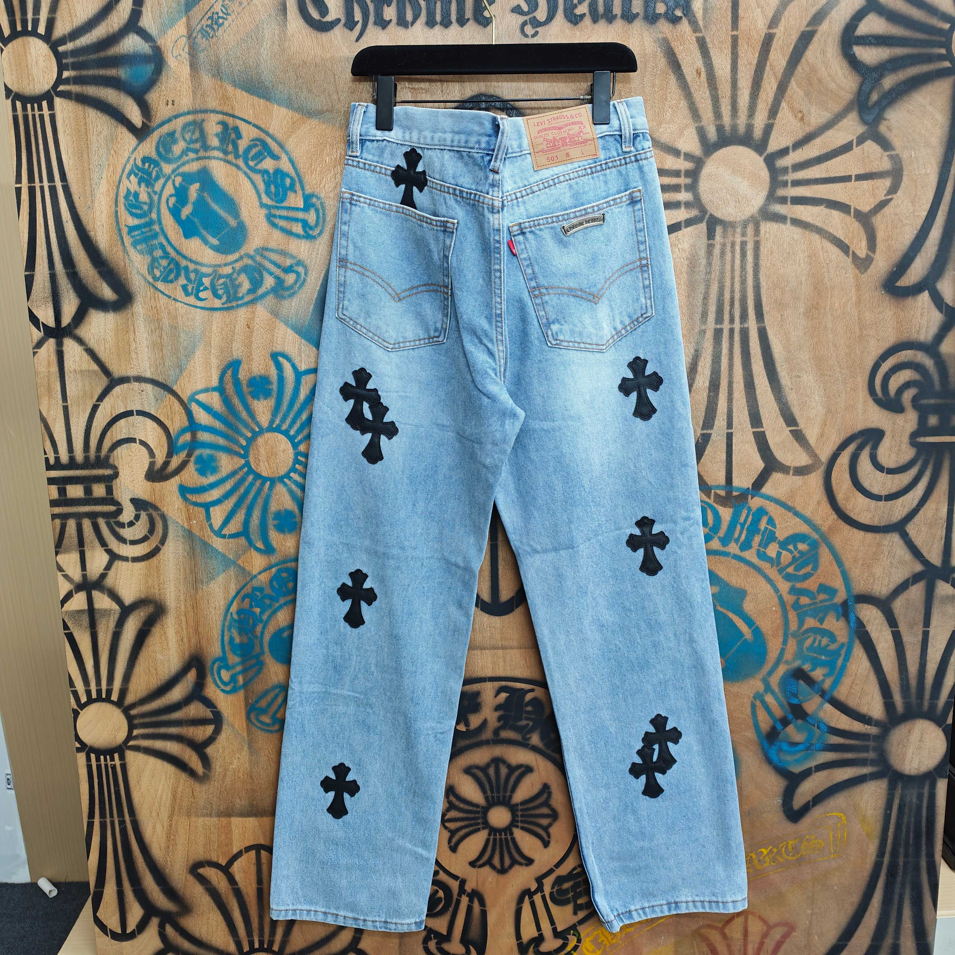 Cheap Chrome Hearts Jeans in 216334, $80 USD- [IB216334] - Replica Chrome Hearts Jeans