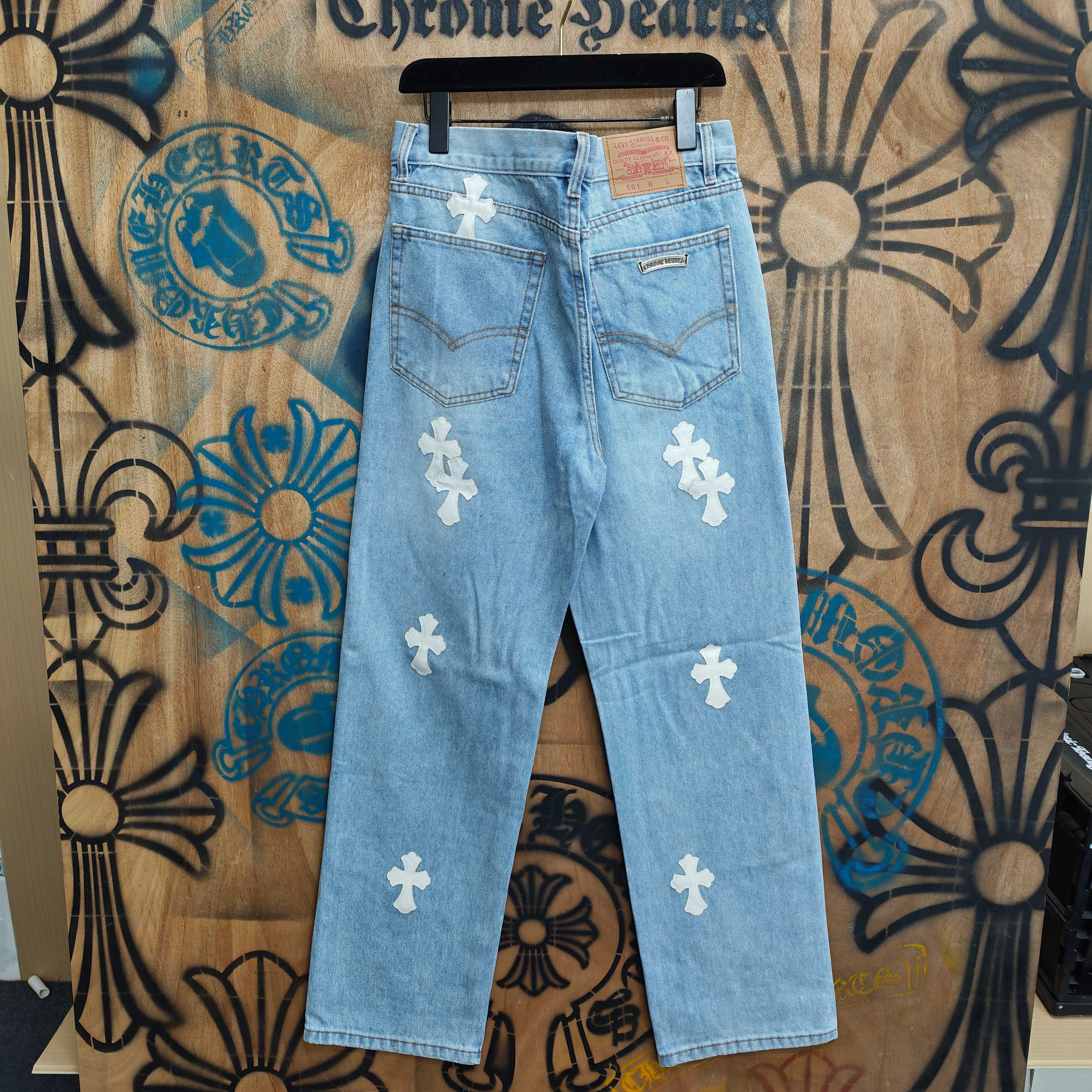 Cheap Chrome Hearts Jeans in 216338, $80 USD- [IB216338] - Replica Chrome Hearts Jeans