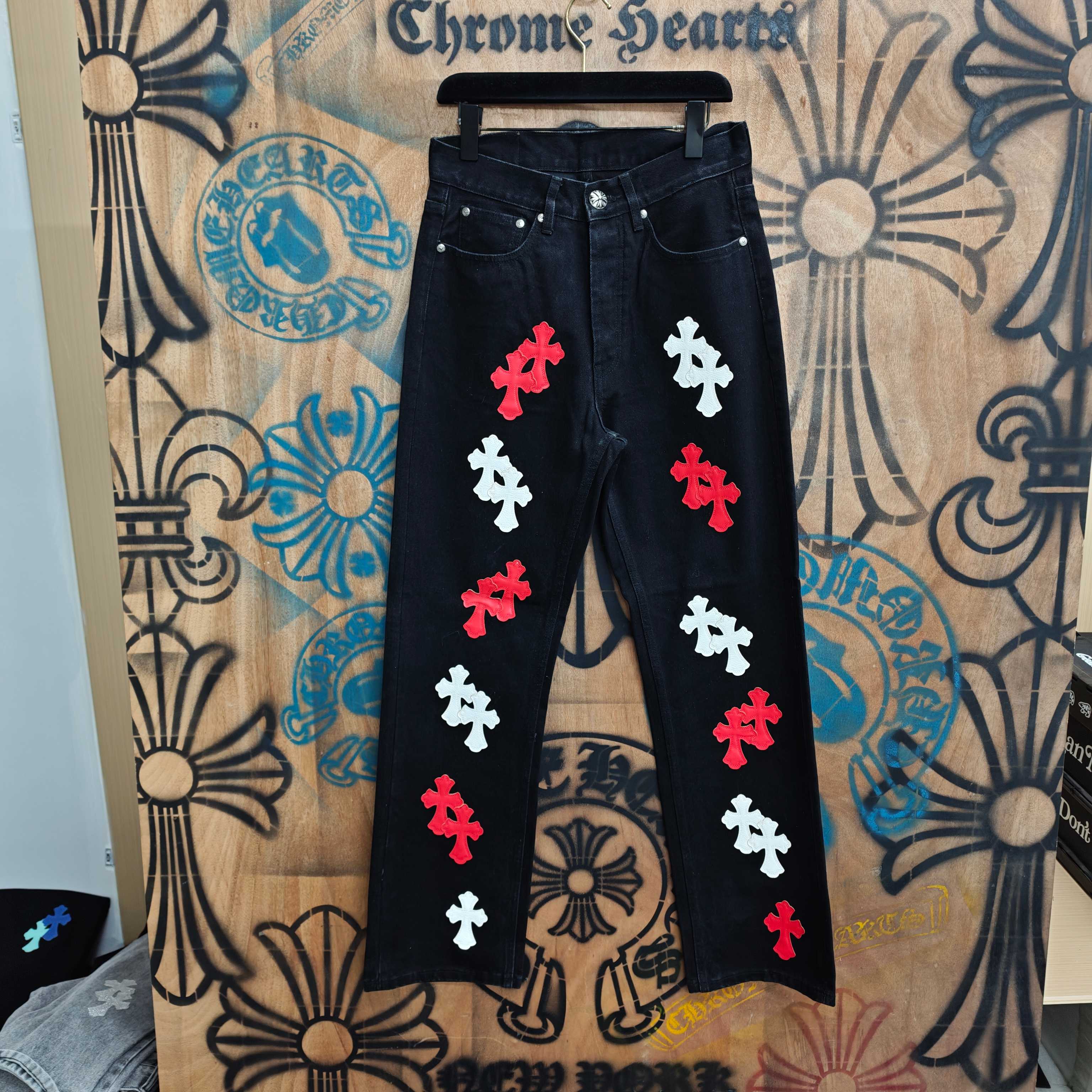 Cheap Chrome Hearts Jeans in 216345, $80 USD- [IB216345] - Replica Chrome Hearts Jeans
