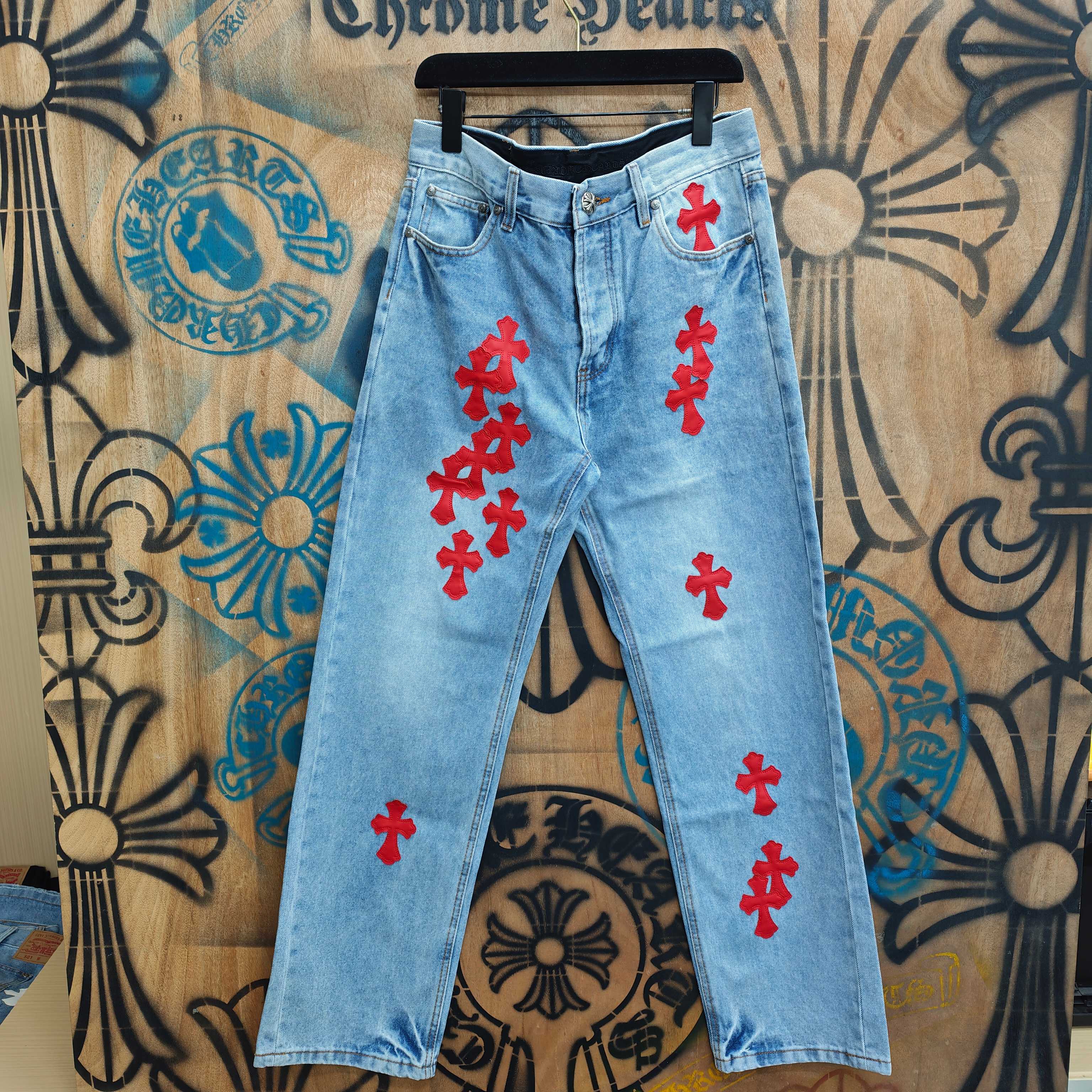 Cheap Chrome Hearts Jeans in 216348, $80 USD- [IB216348] - Replica Chrome Hearts Jeans