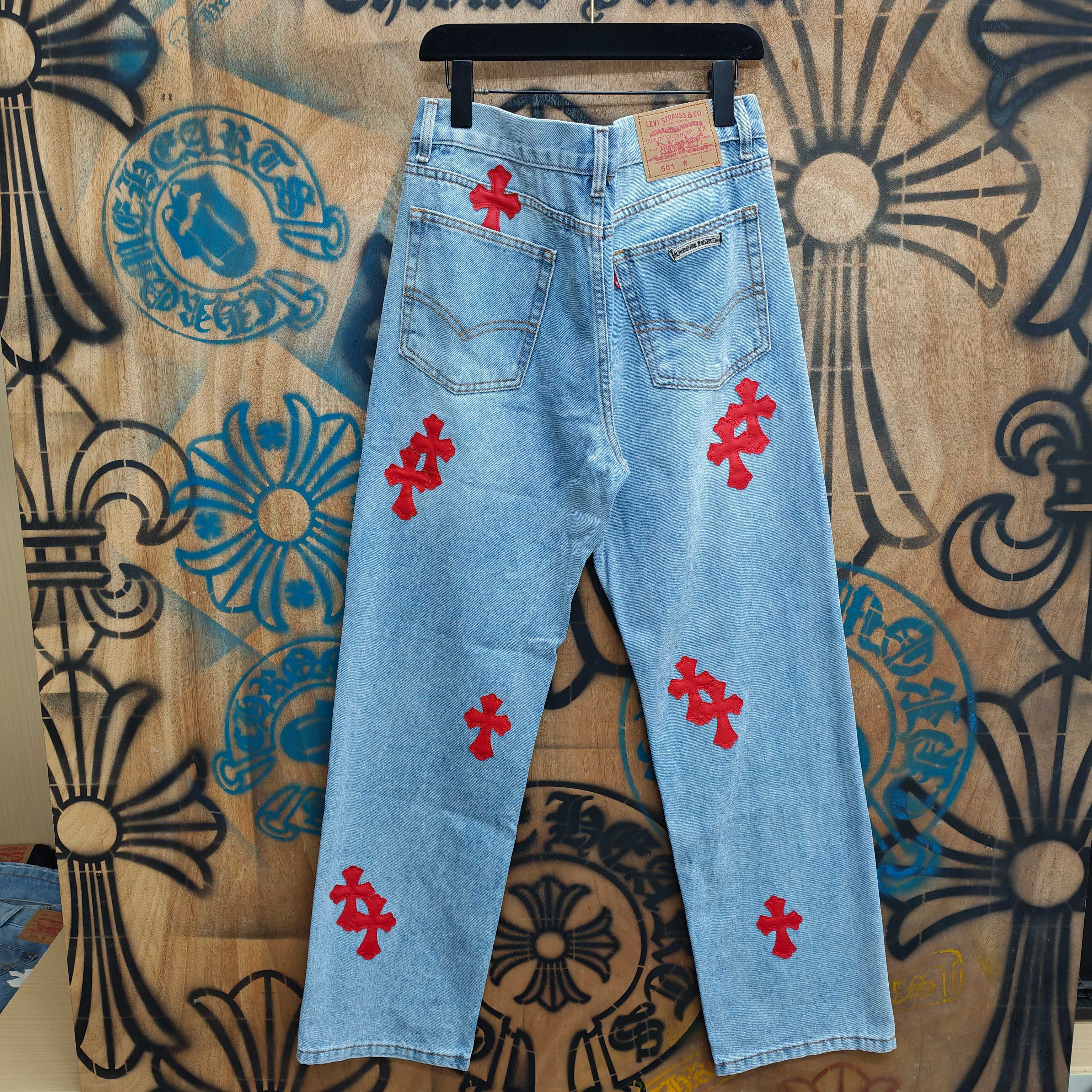Cheap Chrome Hearts Jeans in 216348, $80 USD- [IB216348] - Replica Chrome Hearts Jeans