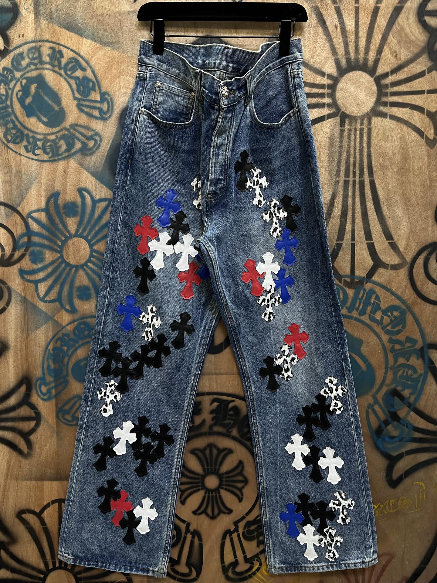 Cheap Chrome Hearts Jeans in 216367, $80 USD- [IB216367] - Replica Chrome Hearts Jeans