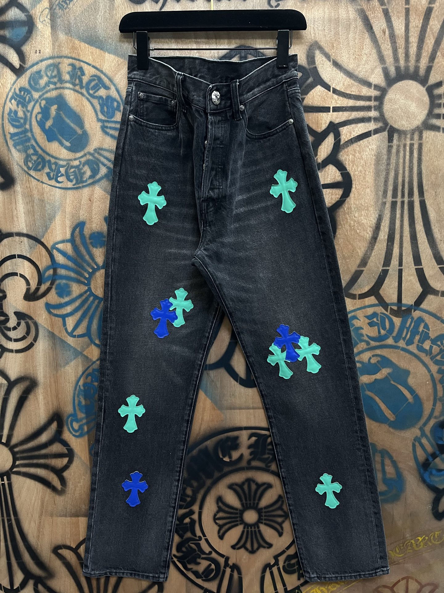 Cheap Chrome Hearts Jeans in 216413, $80 USD- [IB216413] - Replica Chrome Hearts Jeans