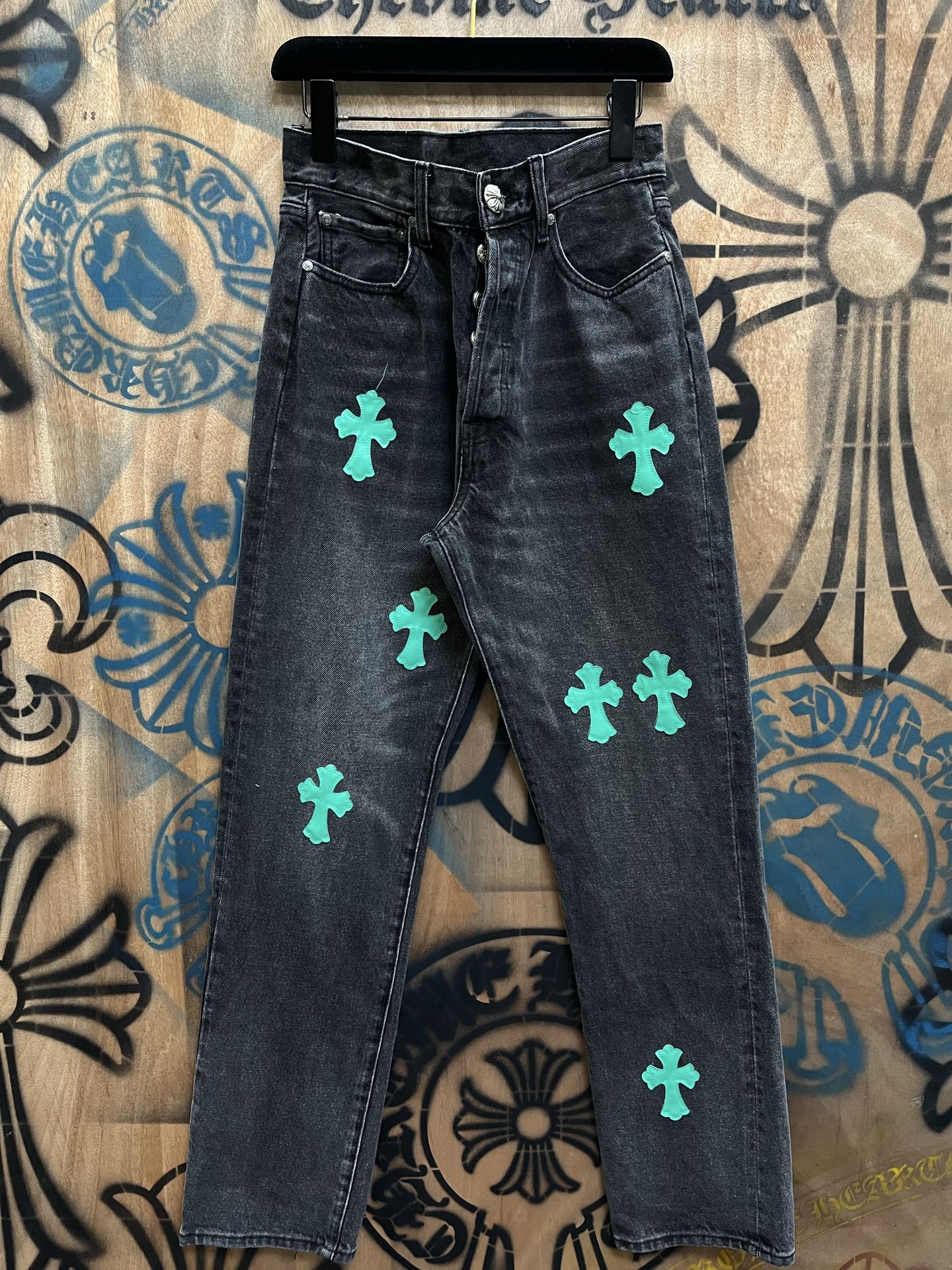 Cheap Chrome Hearts Jeans in 216419, $80 USD- [IB216419] - Replica Chrome Hearts Jeans