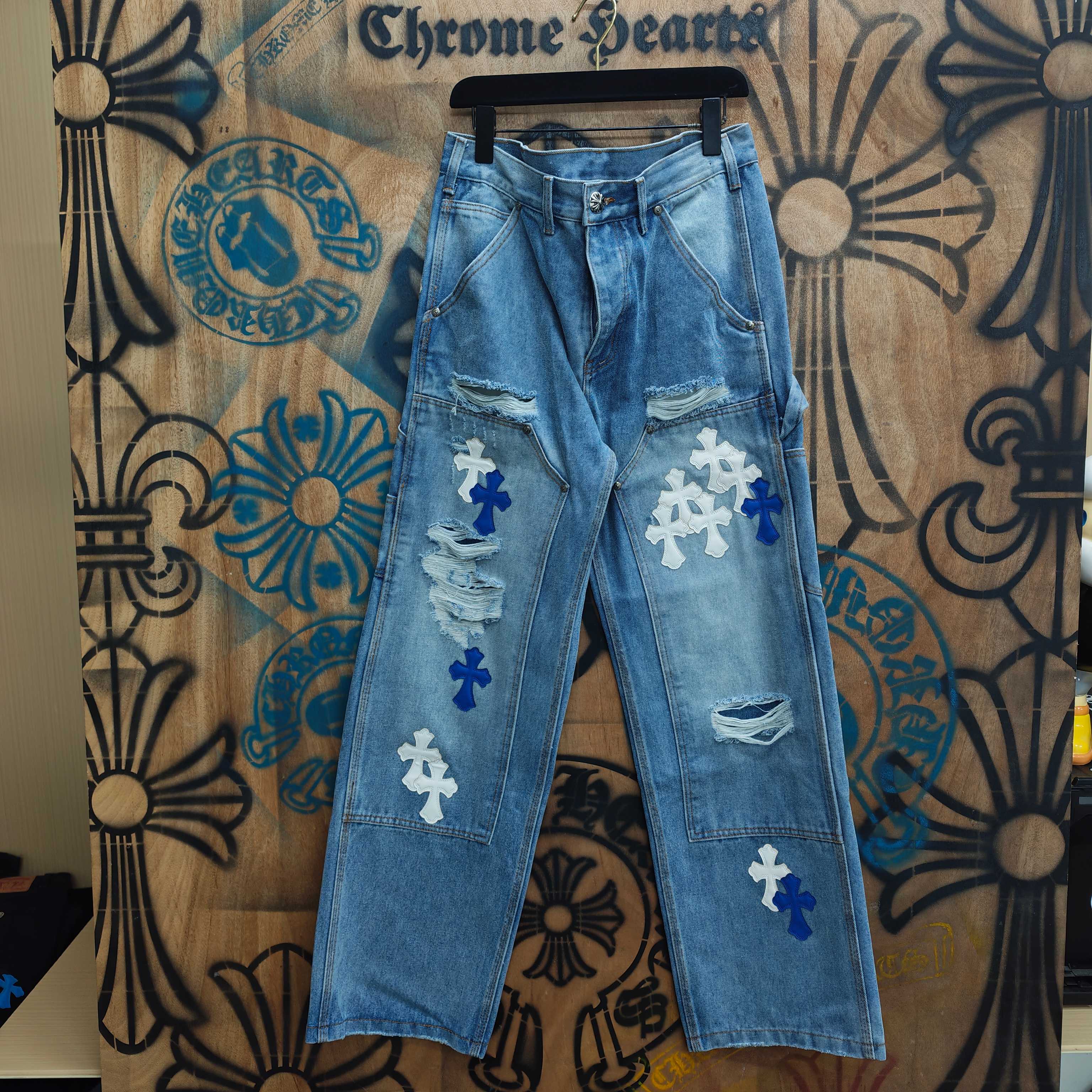 Cheap Chrome Hearts Jeans in 216420, $80 USD- [IB216420] - Replica Chrome Hearts Jeans