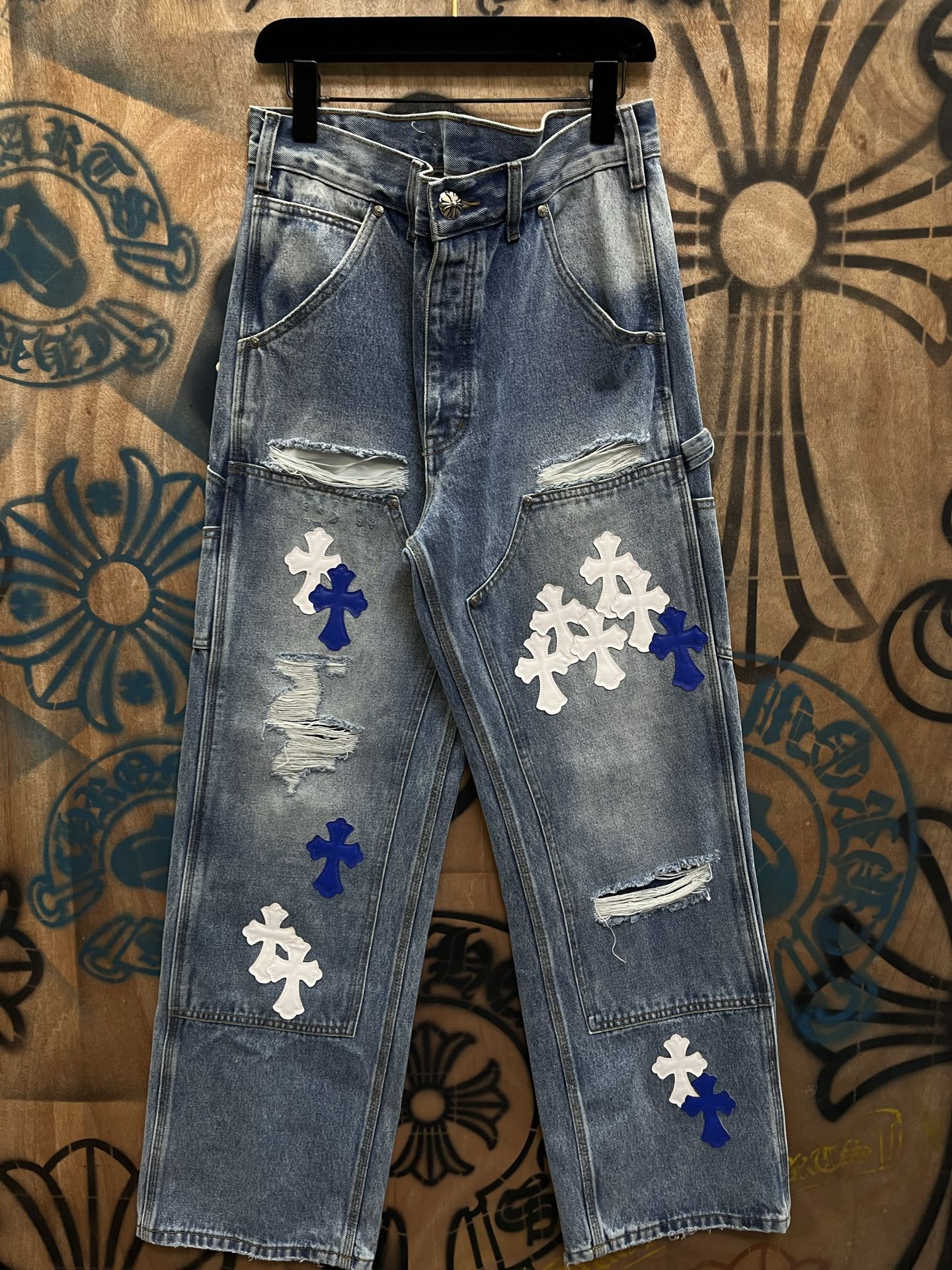 Cheap Chrome Hearts Jeans in 216450, $80 USD- [IB216450] - Replica Chrome Hearts Jeans