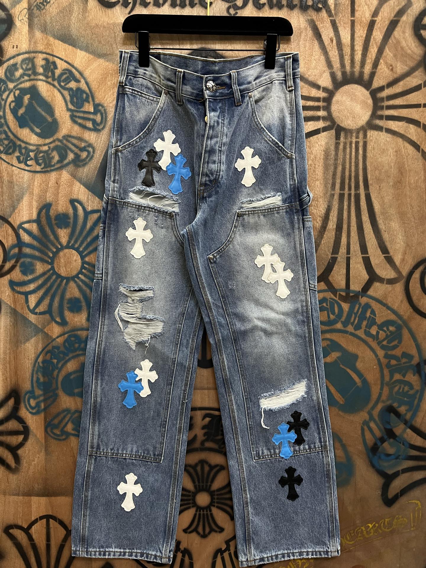 Cheap Chrome Hearts Jeans in 216451, $80 USD- [IB216451] - Replica Chrome Hearts Jeans