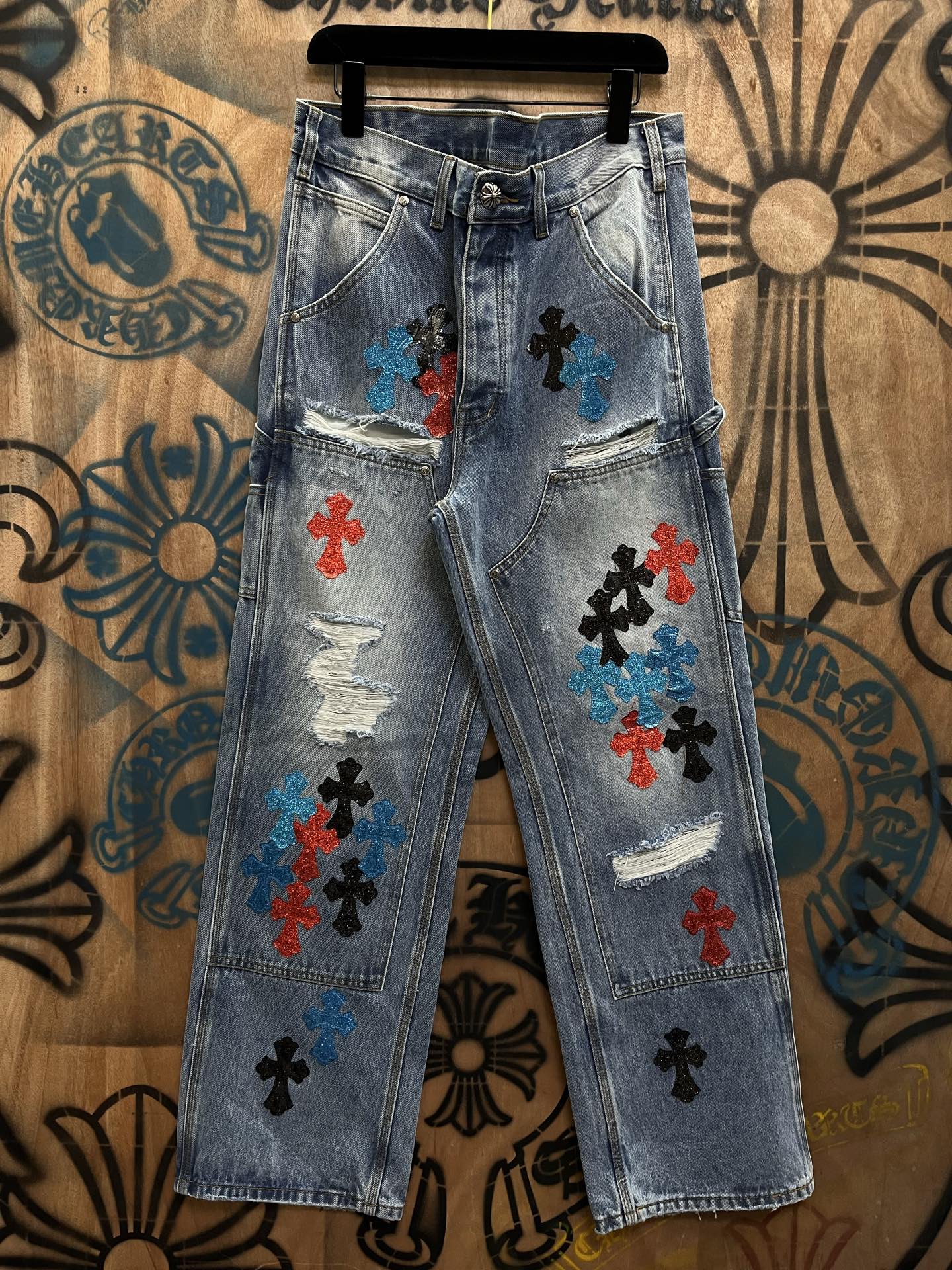 Cheap Chrome Hearts Jeans in 216452, $80 USD- [IB216452] - Replica Chrome Hearts Jeans