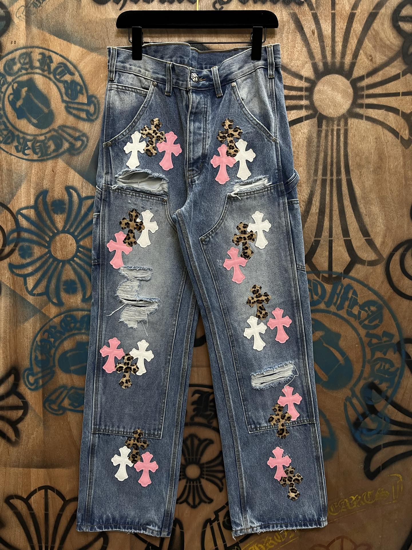 Cheap Chrome Hearts Jeans in 216453, $80 USD- [IB216453] - Replica Chrome Hearts Jeans