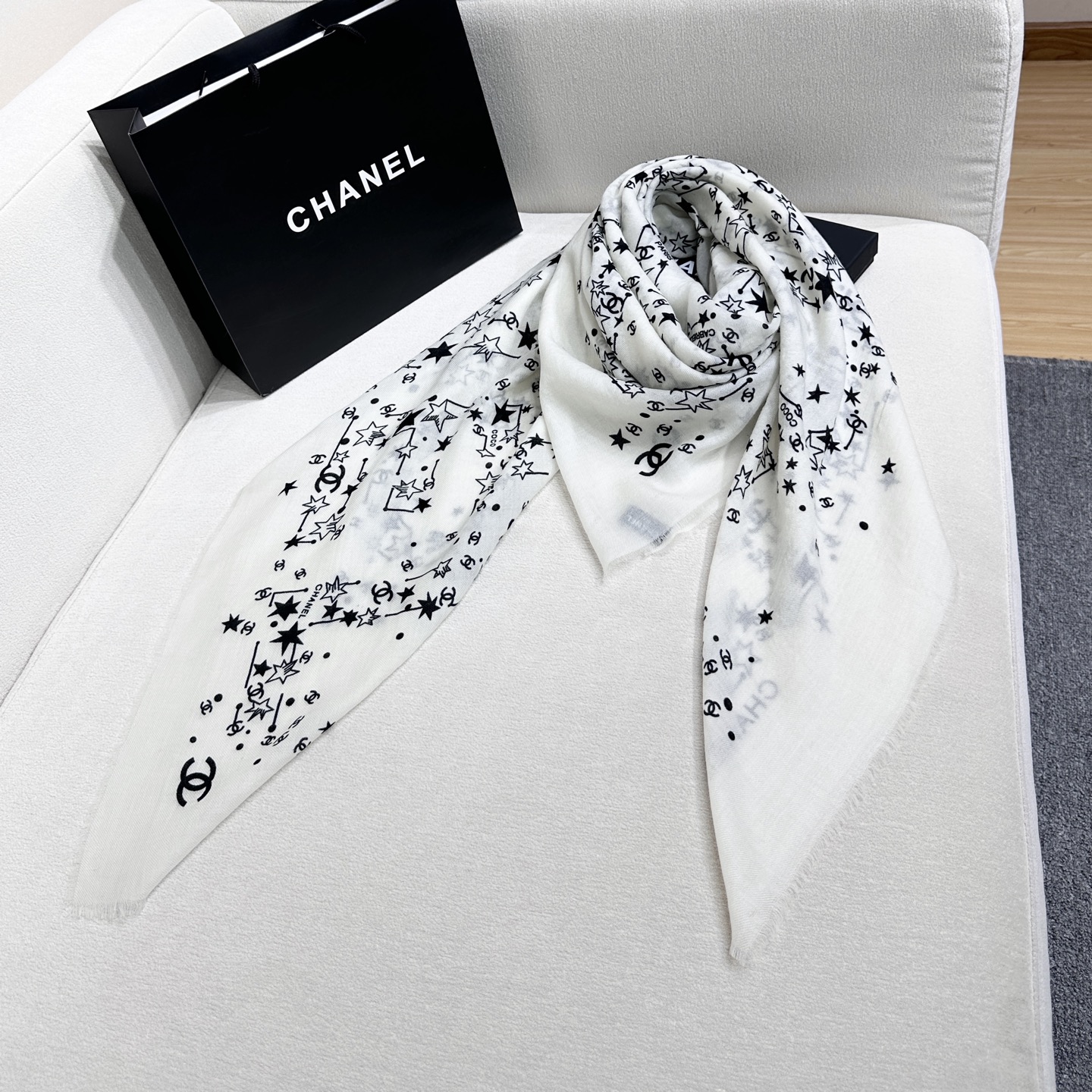 Cheap New Chanel high-quality scarf in 216773, $55 USD- [IB216773] - Replica Chanel Scarf
