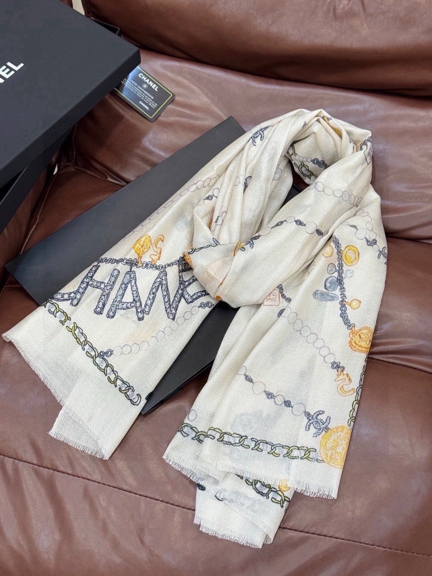 Cheap New Chanel high-quality scarf in 216801, $55 USD- [IB216801] - Replica Chanel Scarf