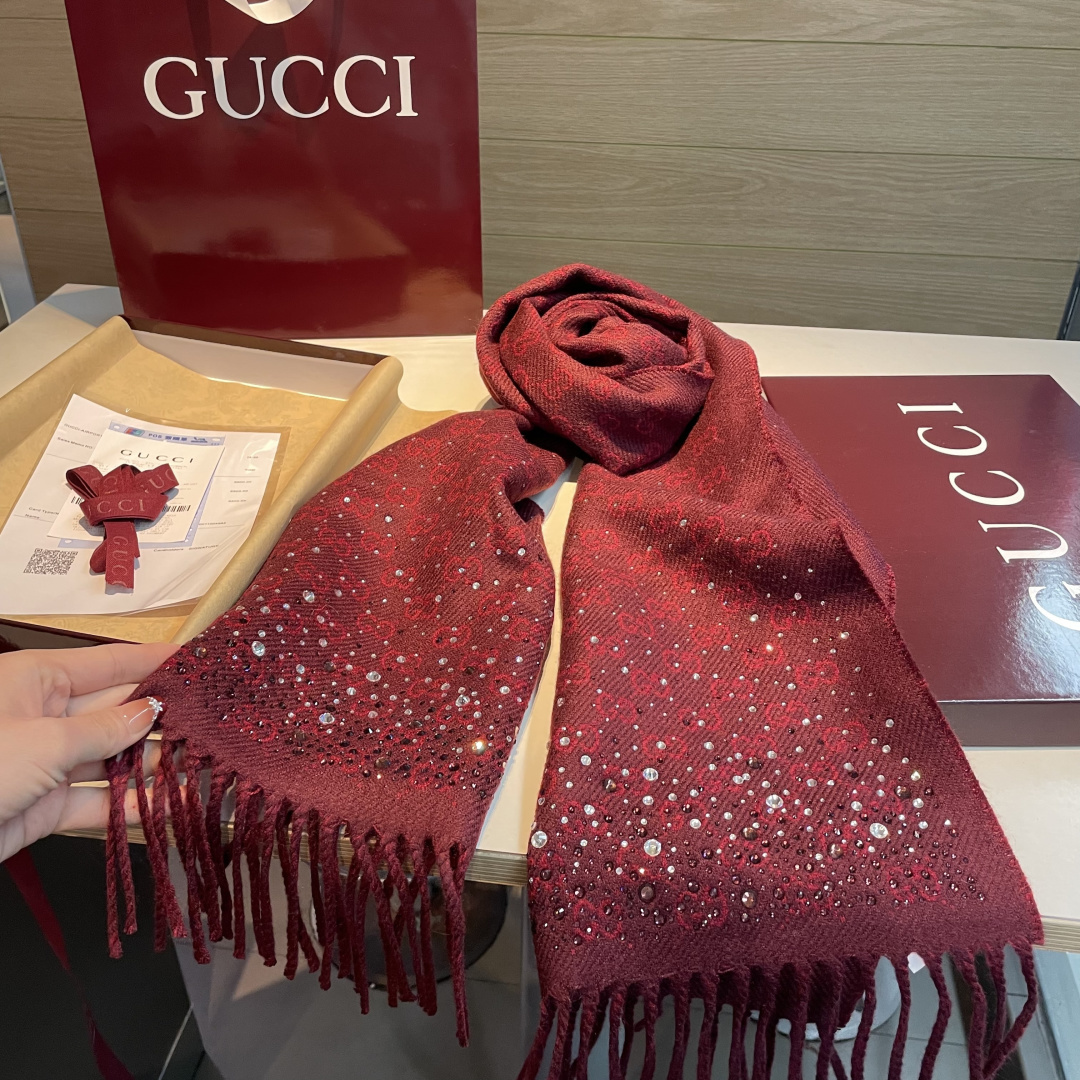 Cheap New GUCCI high-quality scarf in 216858, $55 USD- [IB216858] - Replica GUCCI Cashmere scarf