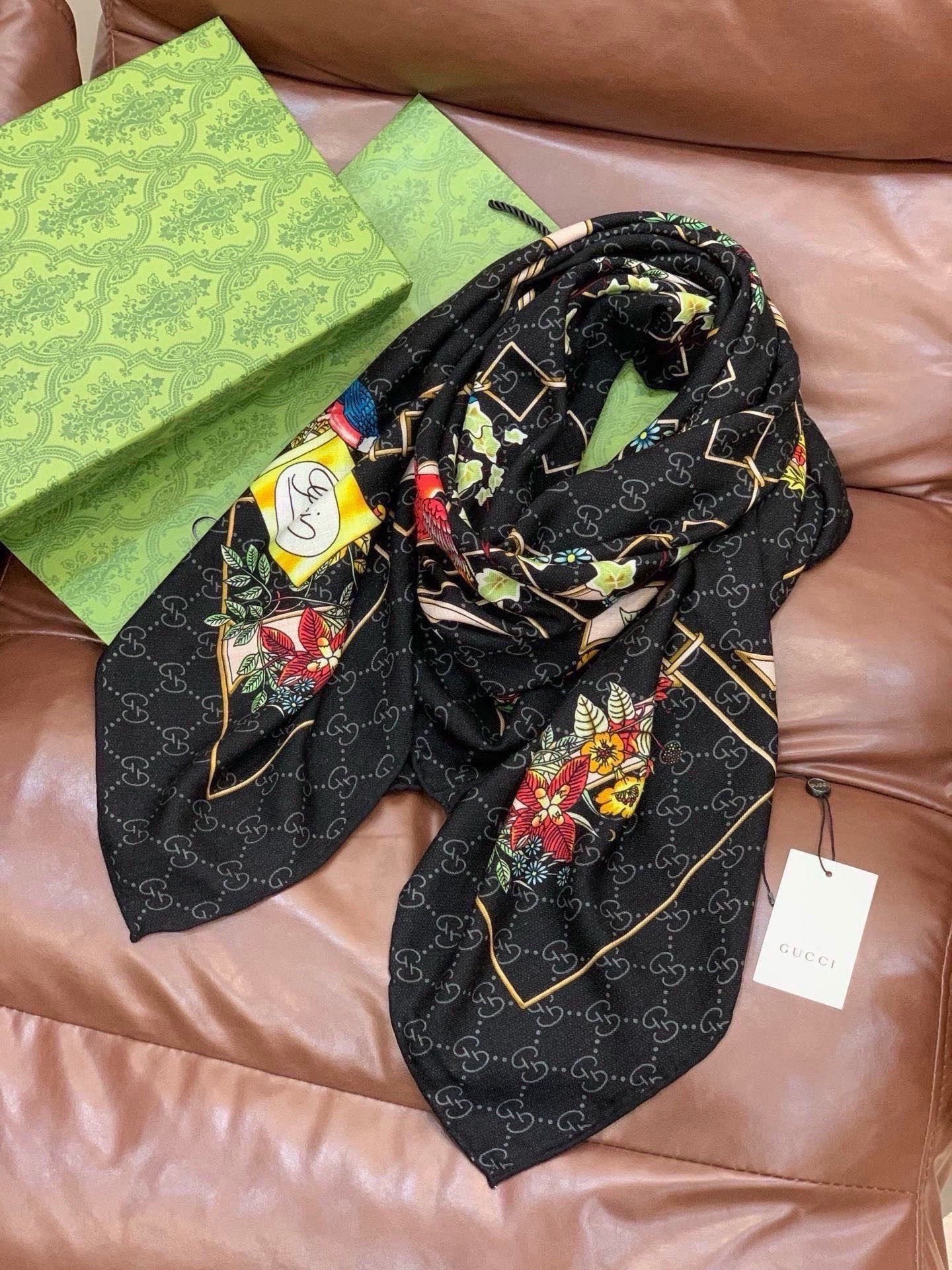 Cheap New GUCCI high-quality scarf in 216897, $55 USD- [IB216897] - Replica Gucci Lightweight Scarf