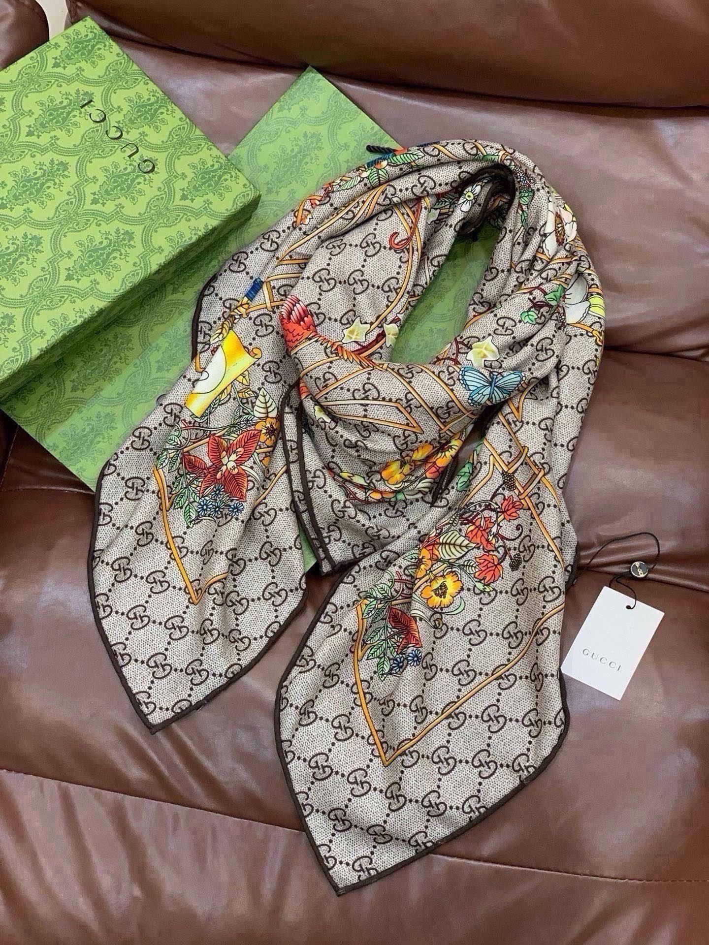 Cheap New GUCCI high-quality scarf in 216898, $55 USD- [IB216898] - Replica Gucci Lightweight Scarf