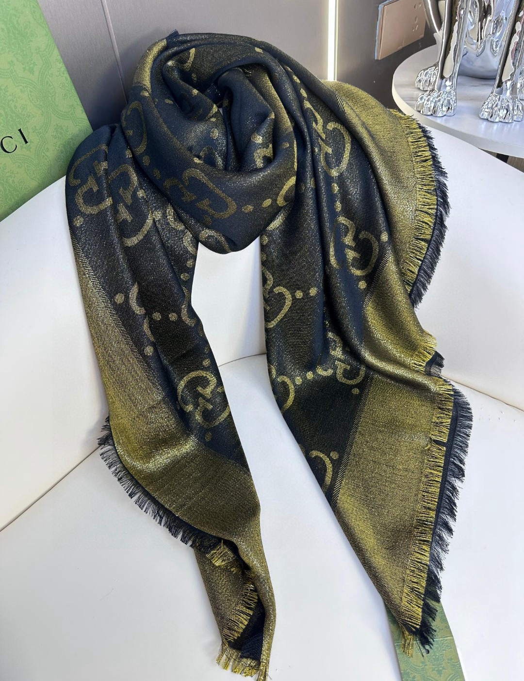 Cheap New GUCCI high-quality scarf in 216910, $55 USD- [IB216910] - Replica Gucci Lightweight Scarf